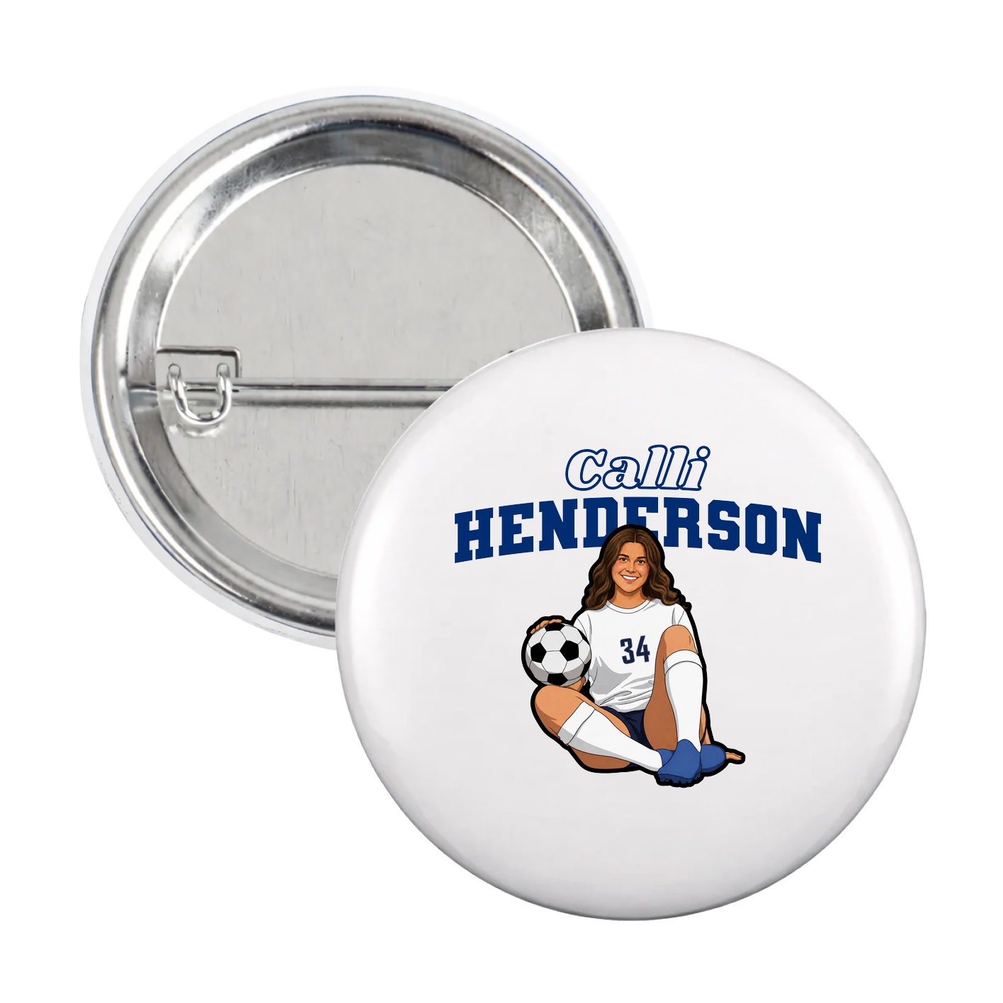 Game Day Button — Name Arch in White