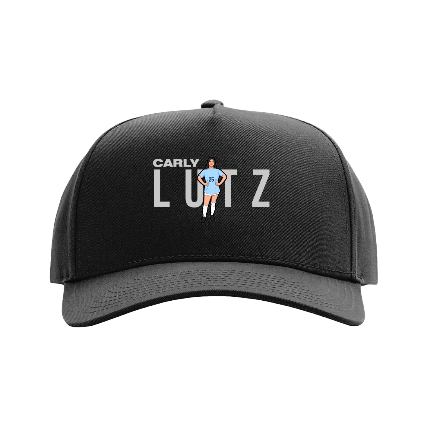 Full Fabric Five-Panel Champ Cap — Player Name in Black