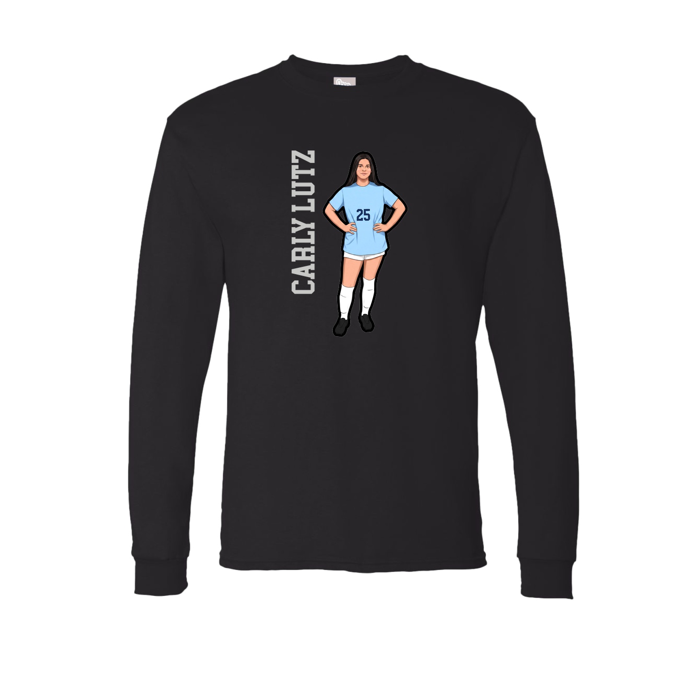 Long Sleeve Tee — Name Vertical in Black