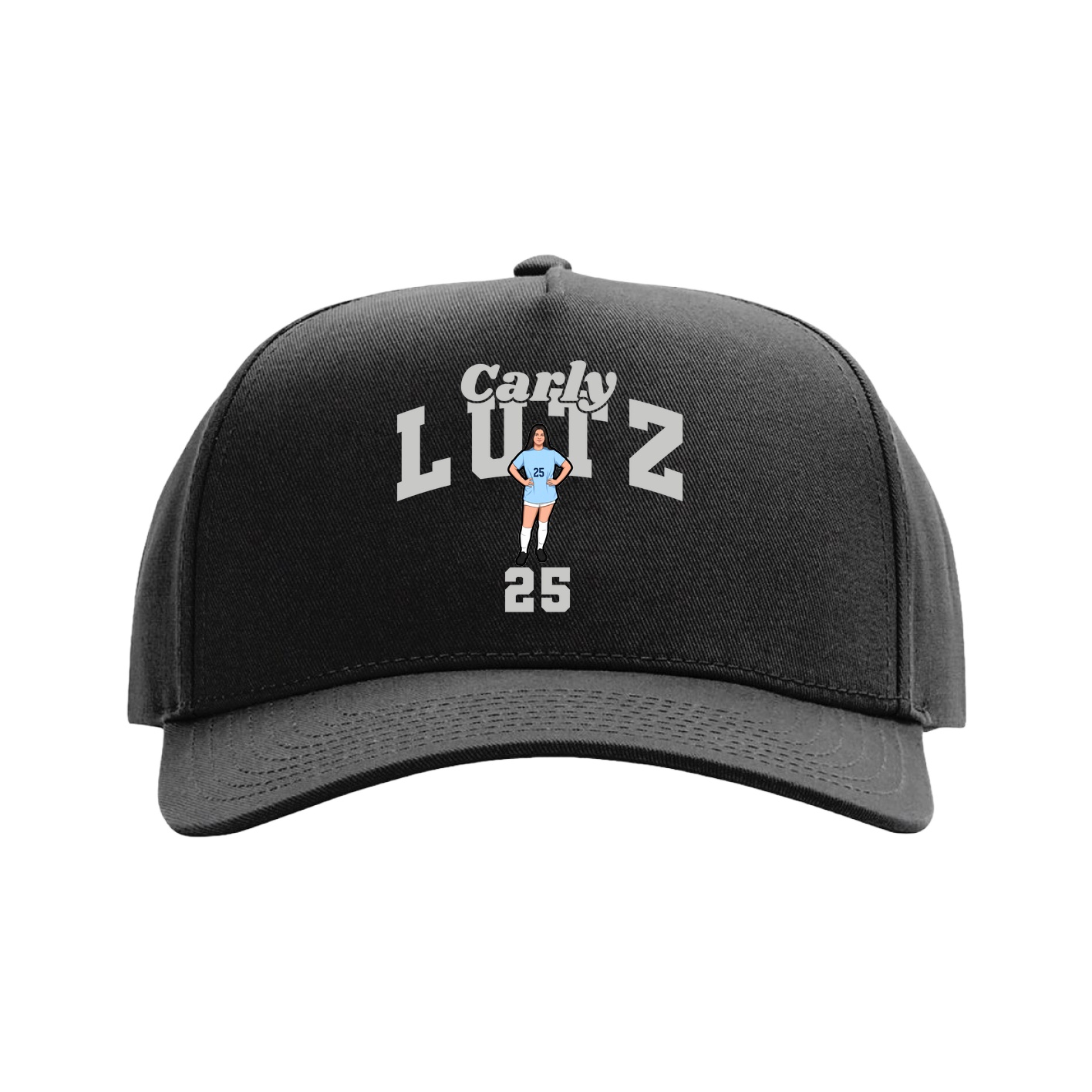 Full Fabric Five-Panel Champ Cap — Signature Arch in Black