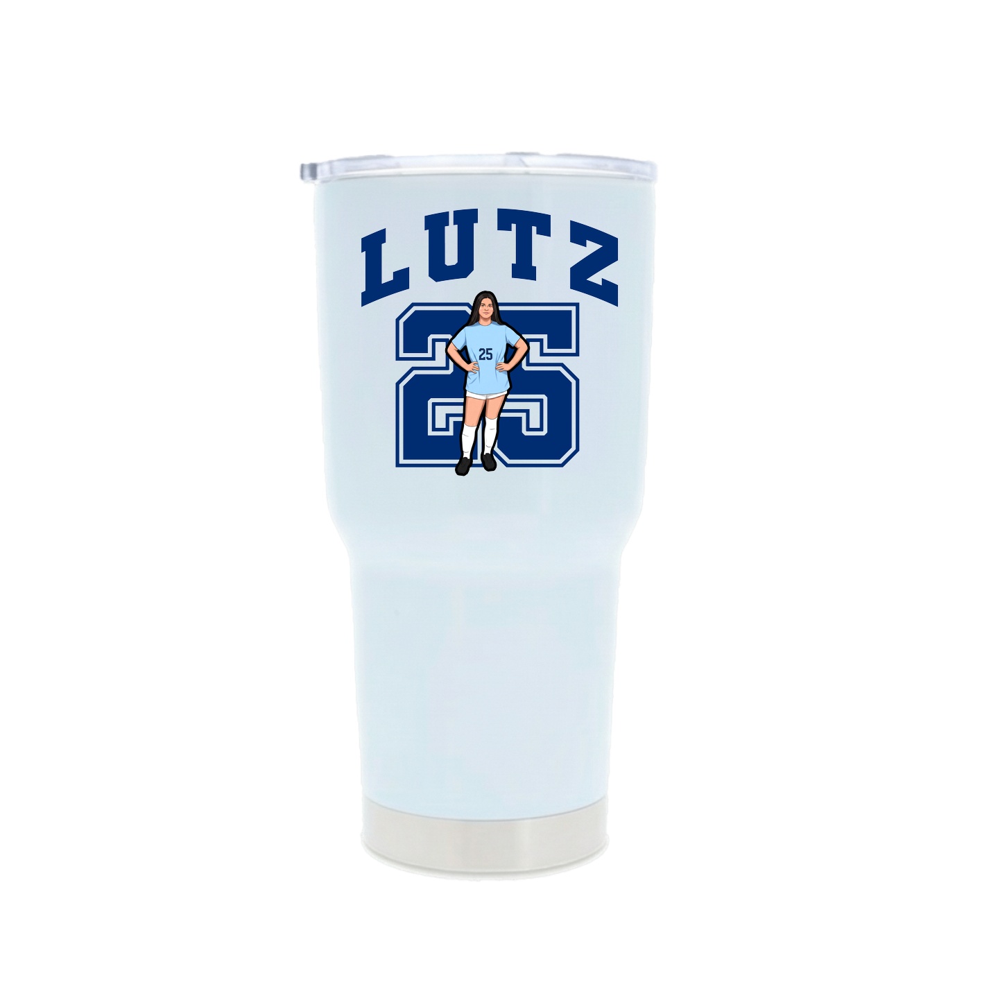30oz Stainless Steel Tumbler — Number in White