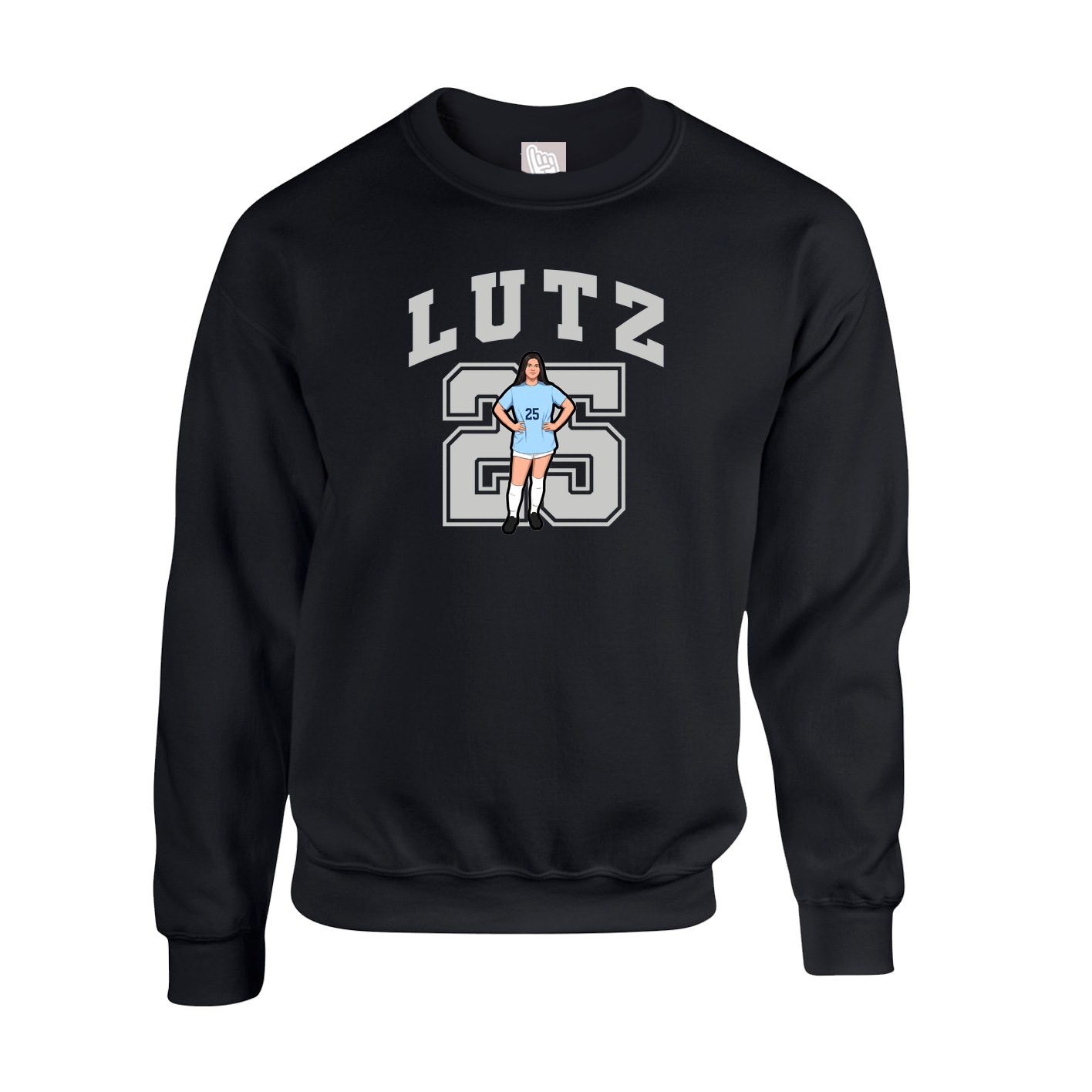 Fleece Crew — Number in Black
