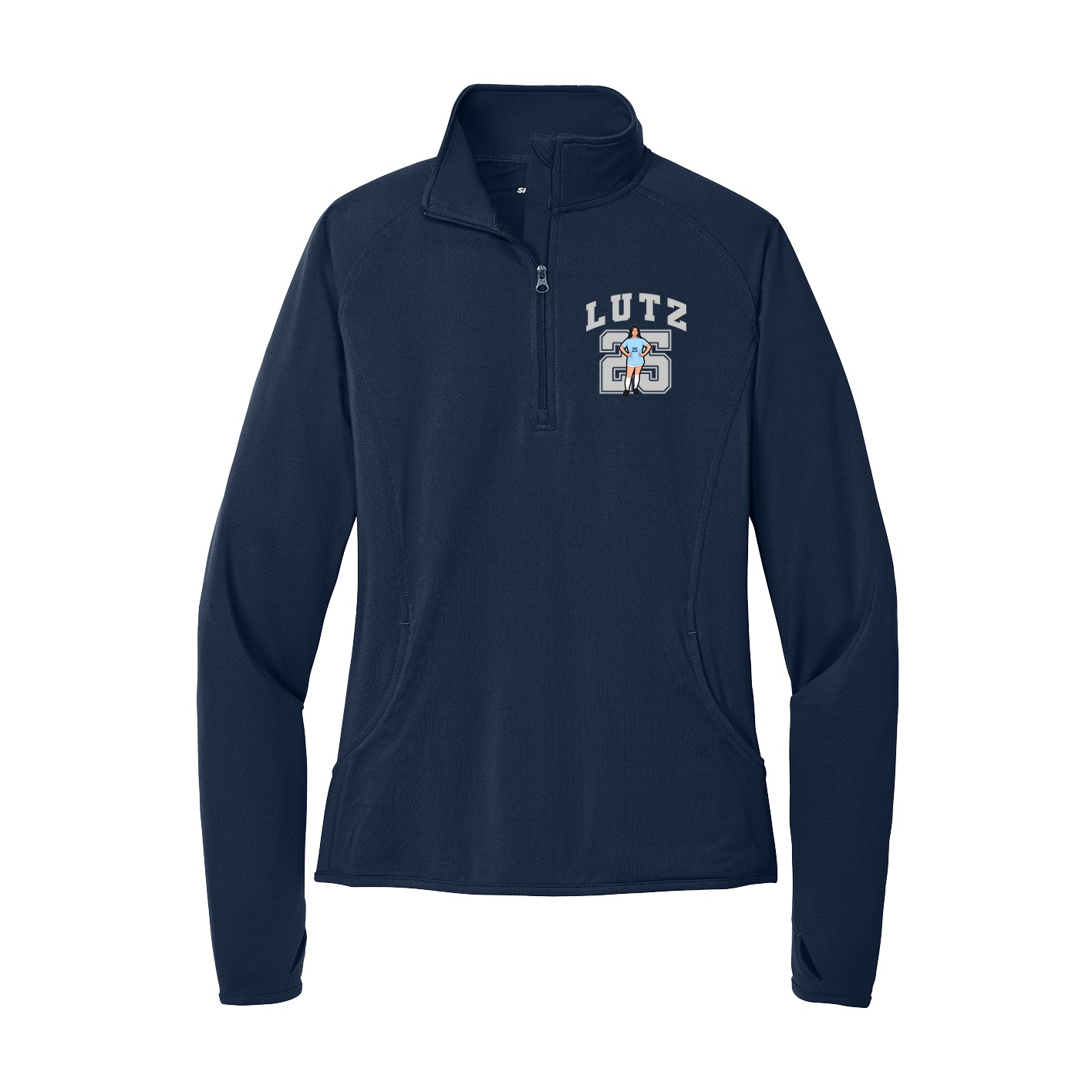 Women's Q-Zip Pullover — Number in Navy