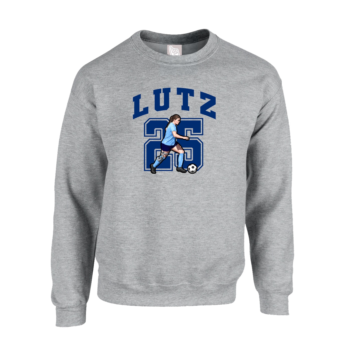 Fleece Crew — Number in Grey