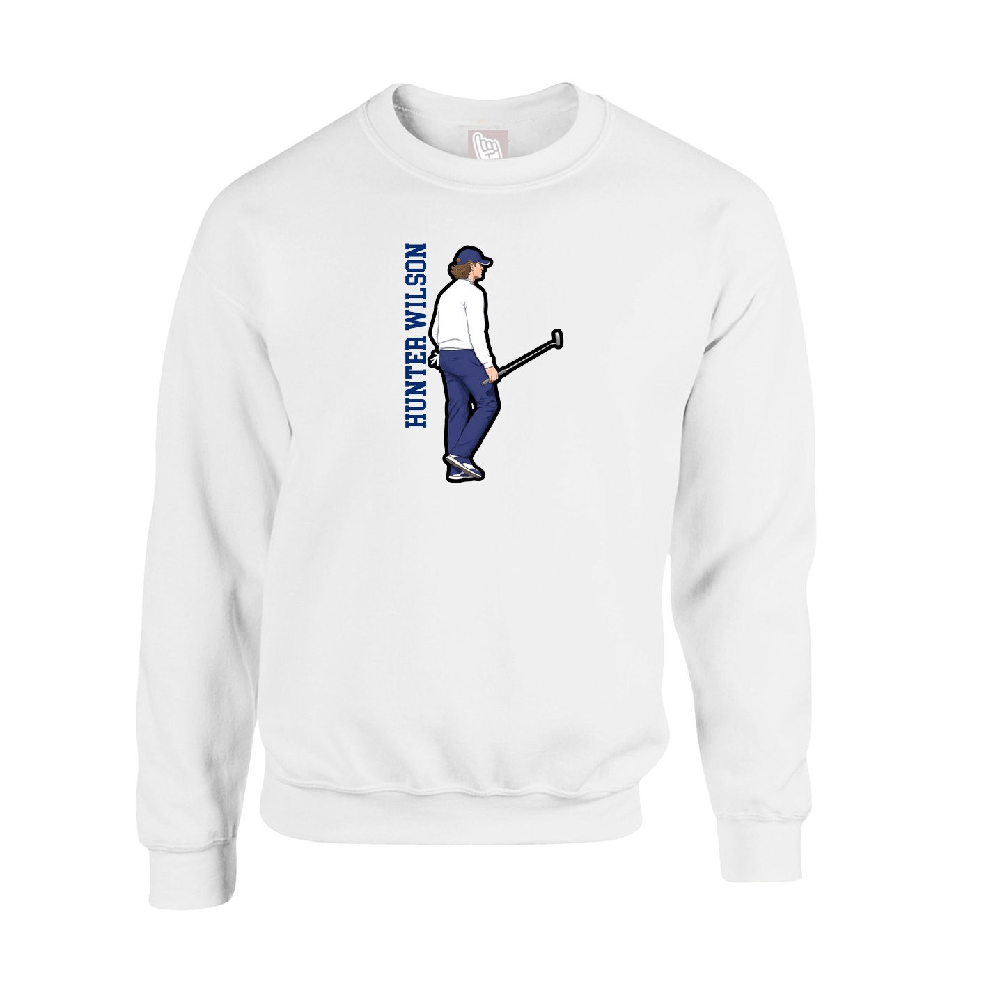 Fleece Crew — Name Vertical in White