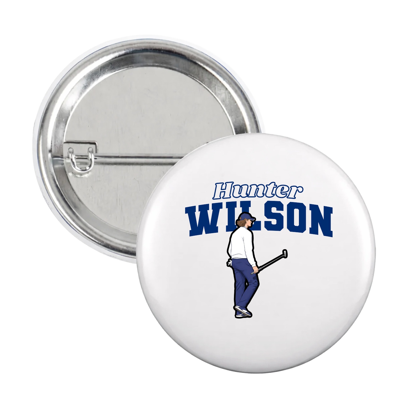 Game Day Button — Name Arch in White