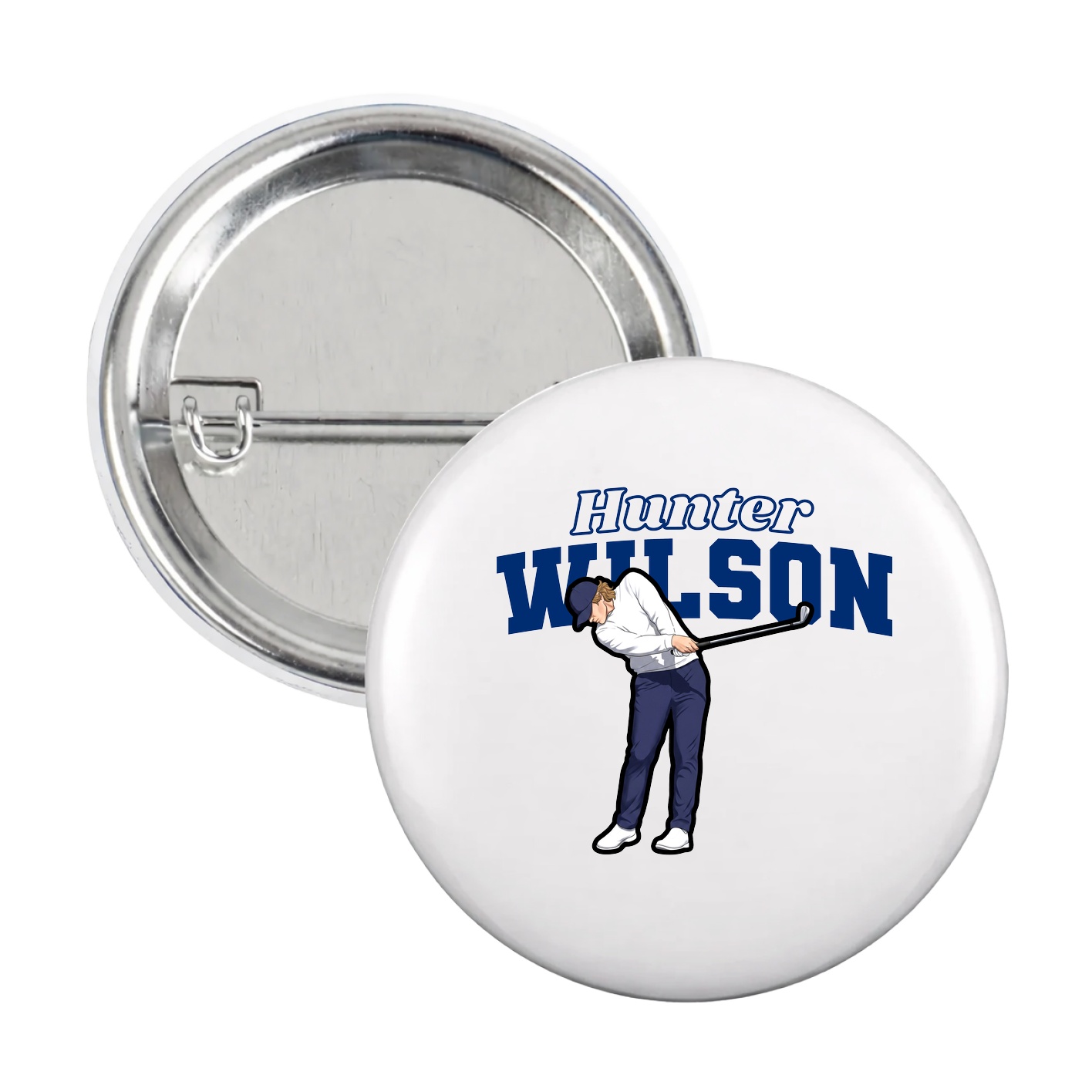 Game Day Button — Name Arch in White