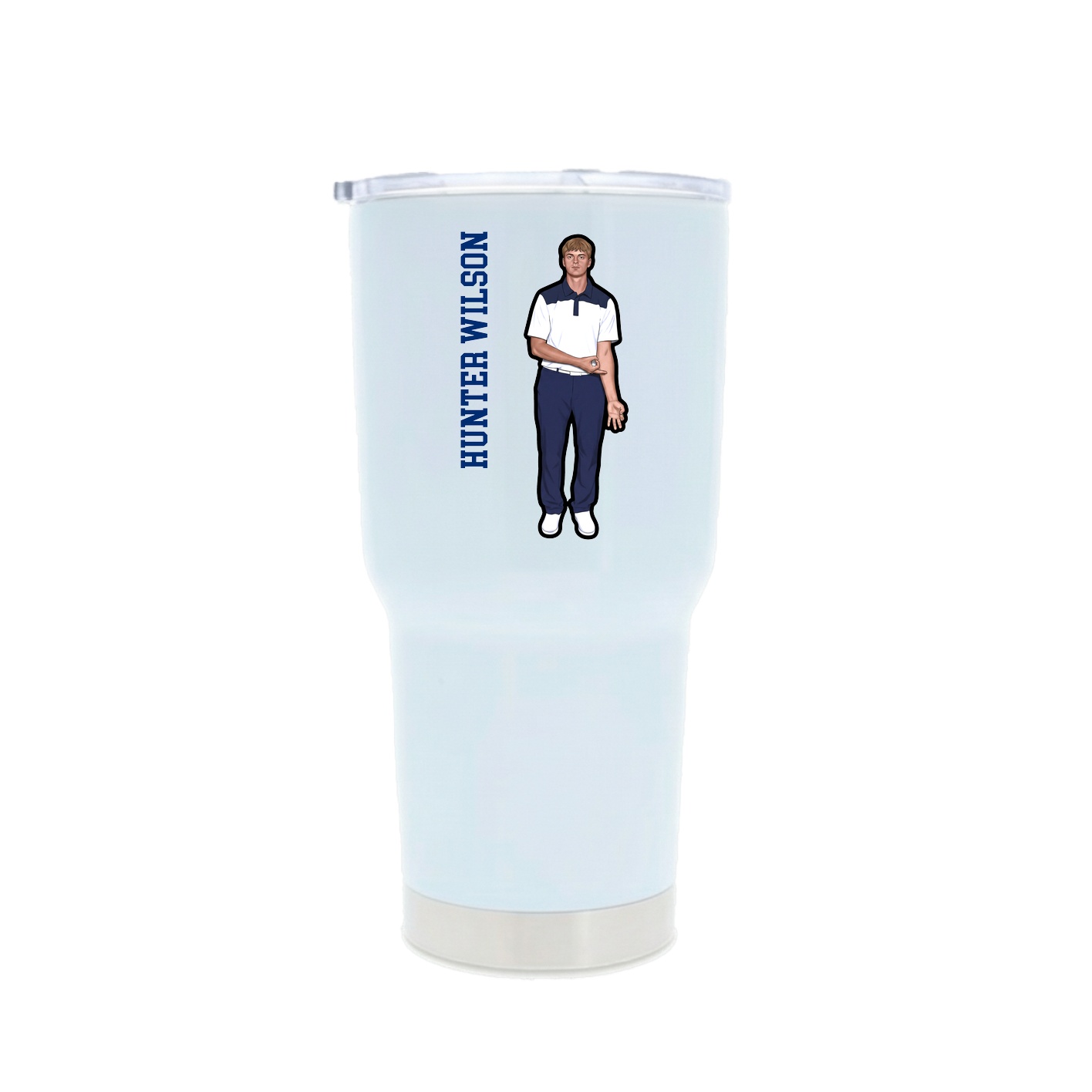 30oz Stainless Steel Tumbler — Name Vertical in White