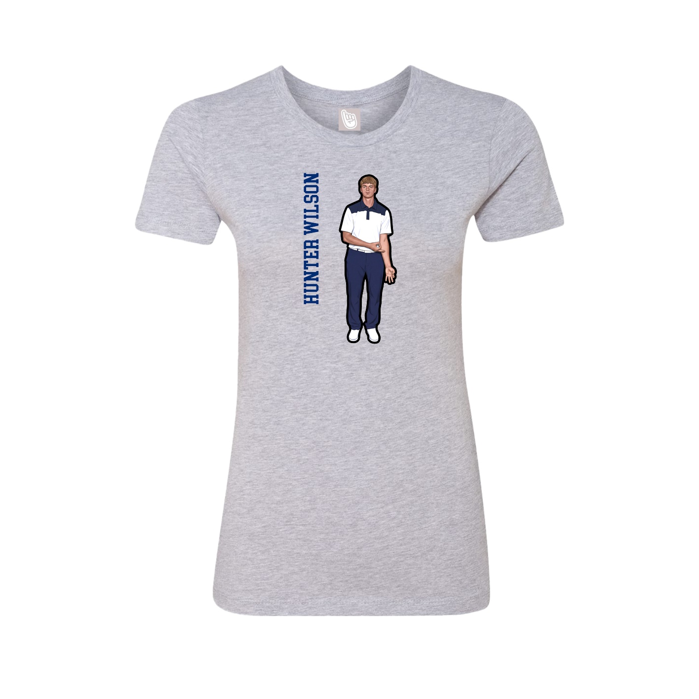 Fitted Women's Tee — Name Vertical in Grey