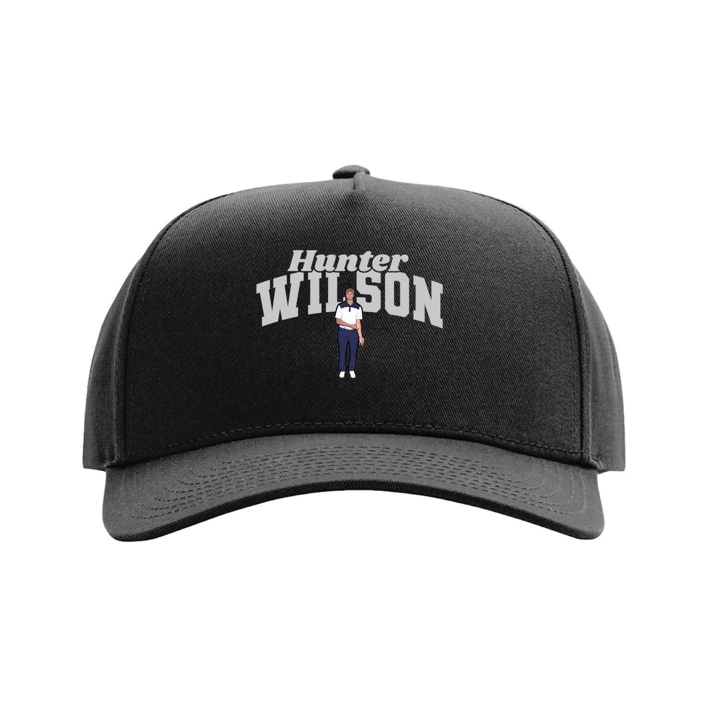 Full Fabric Five-Panel Champ Cap — Signature Arch in Black