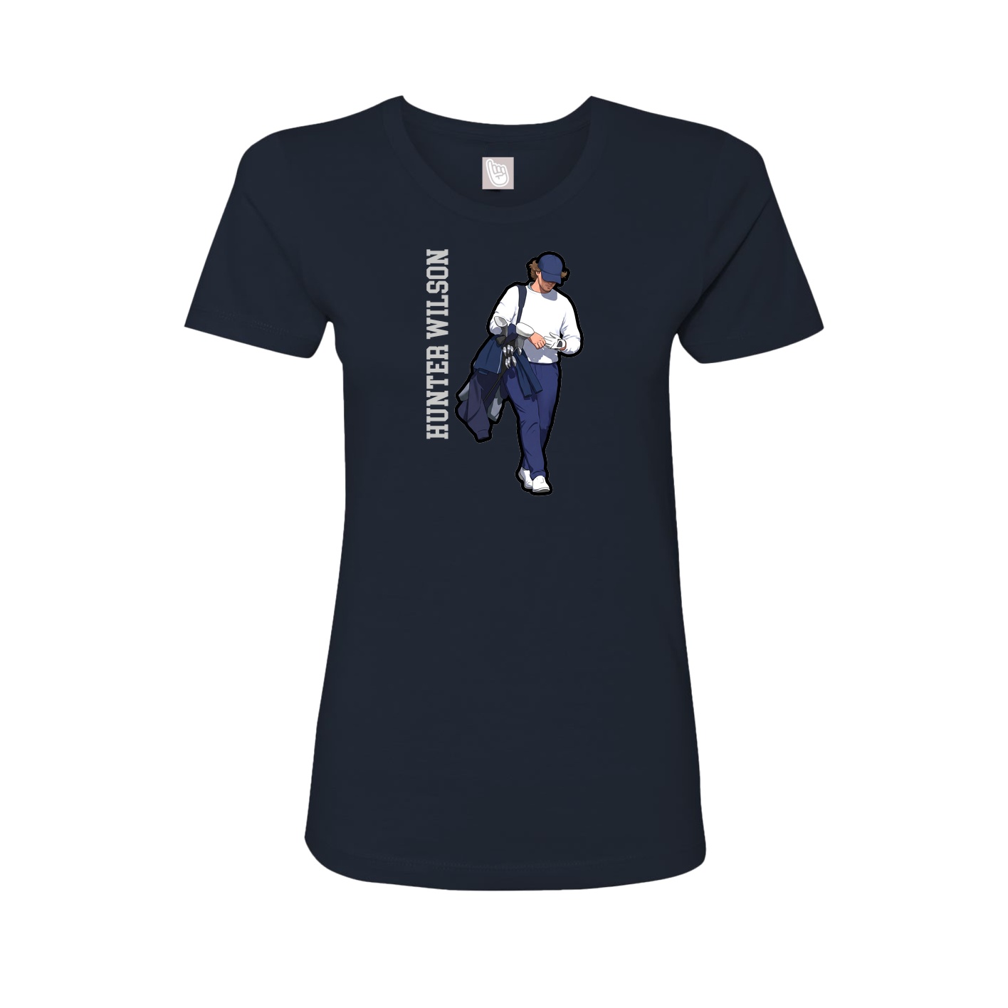Fitted Women's Tee — Name Vertical in Navy
