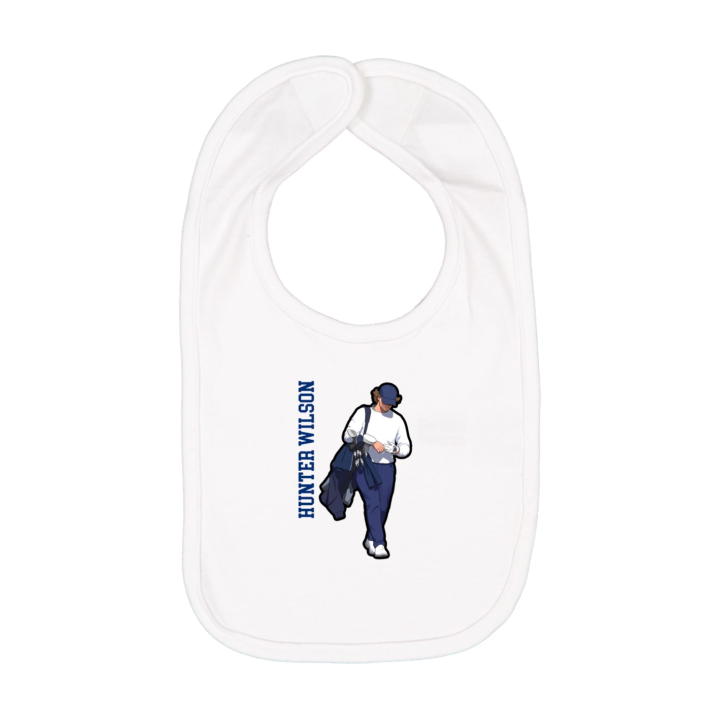 Infant Bib — Name Vertical in White