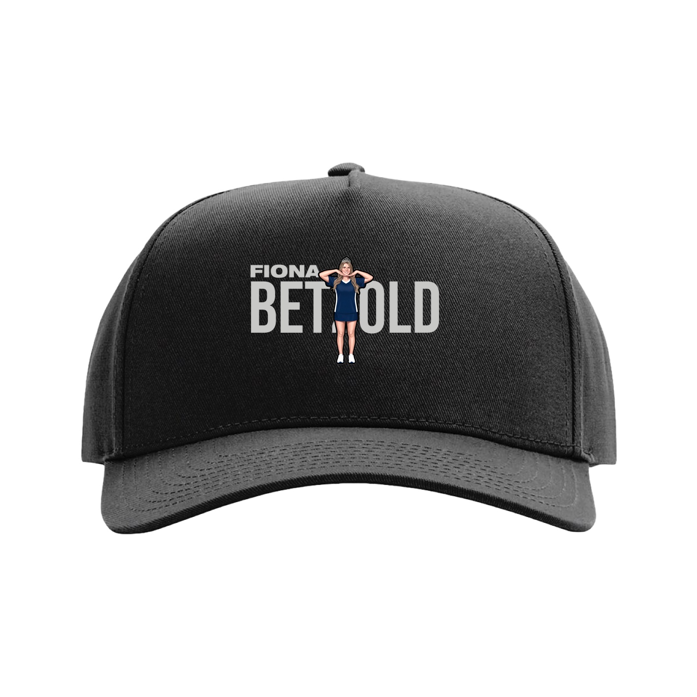 Full Fabric Five-Panel Champ Cap — Player Name in Black