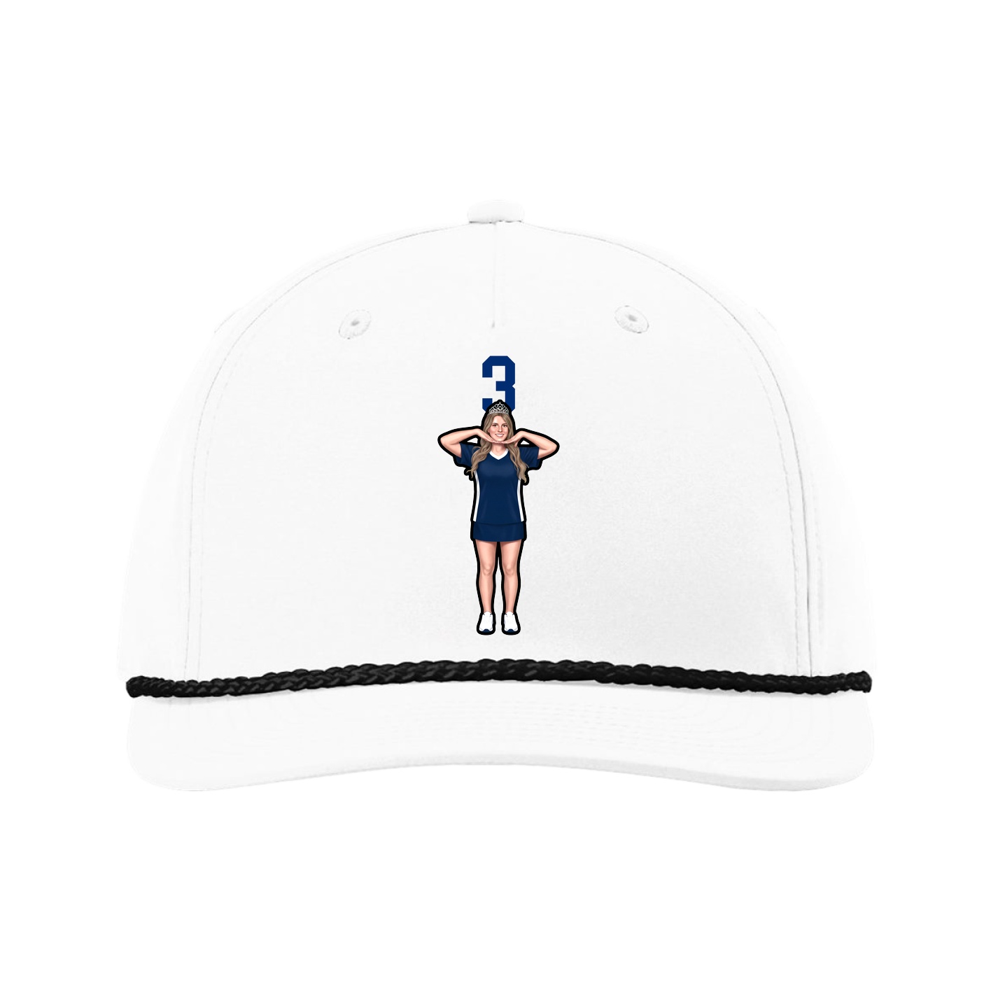 Five-Panel Classic Rope Cap — Number Top in White