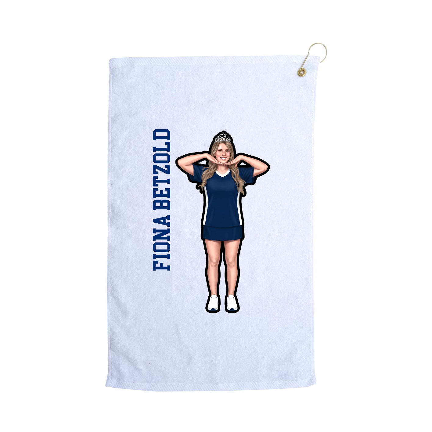 Golf Towel — Name Vertical in White
