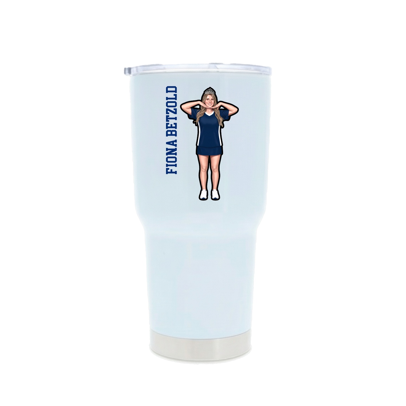 30oz Stainless Steel Tumbler — Name Vertical in White