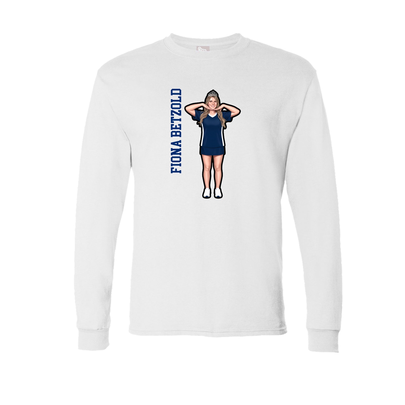 Long Sleeve Tee — Name Vertical in White