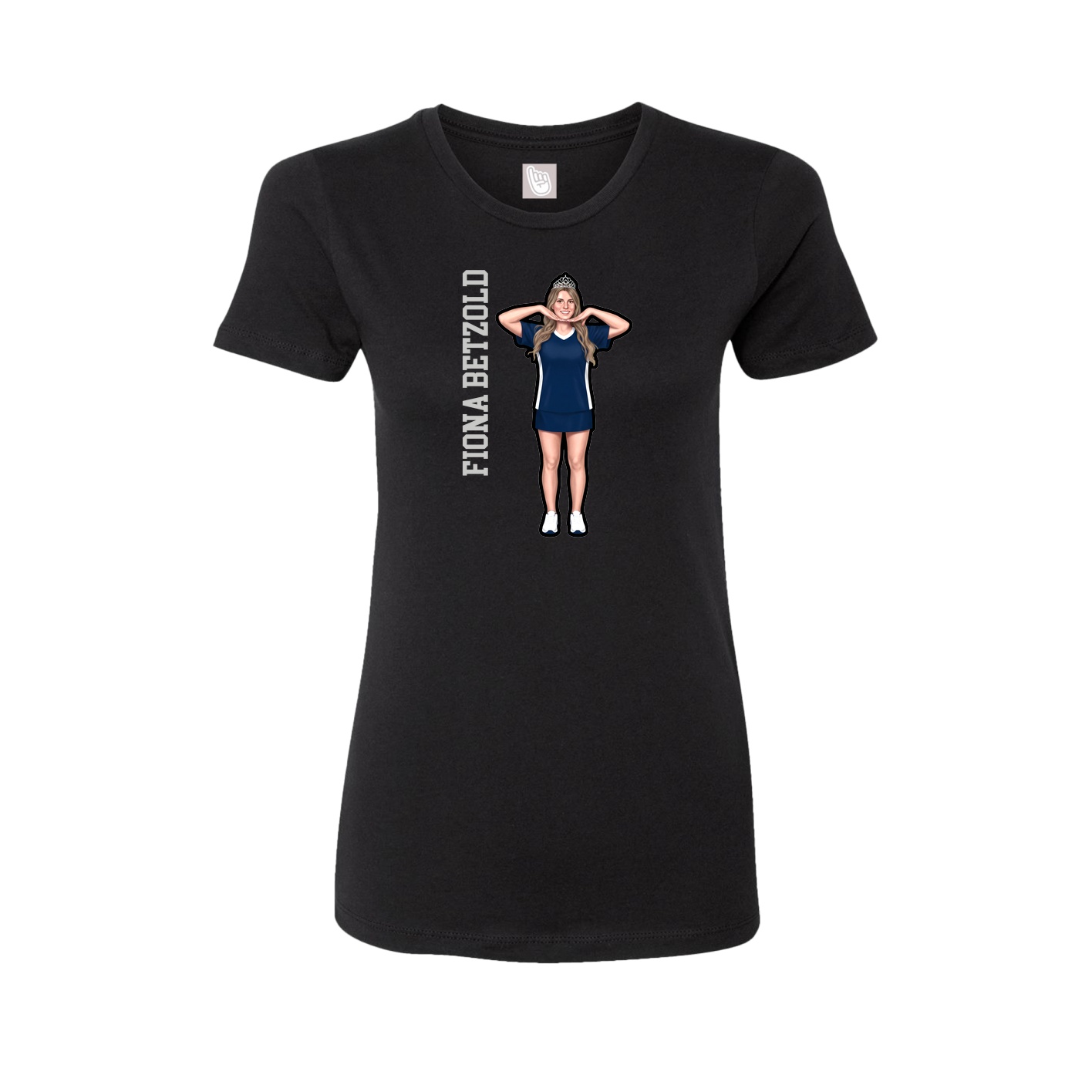 Fitted Women's Tee — Name Vertical in Black