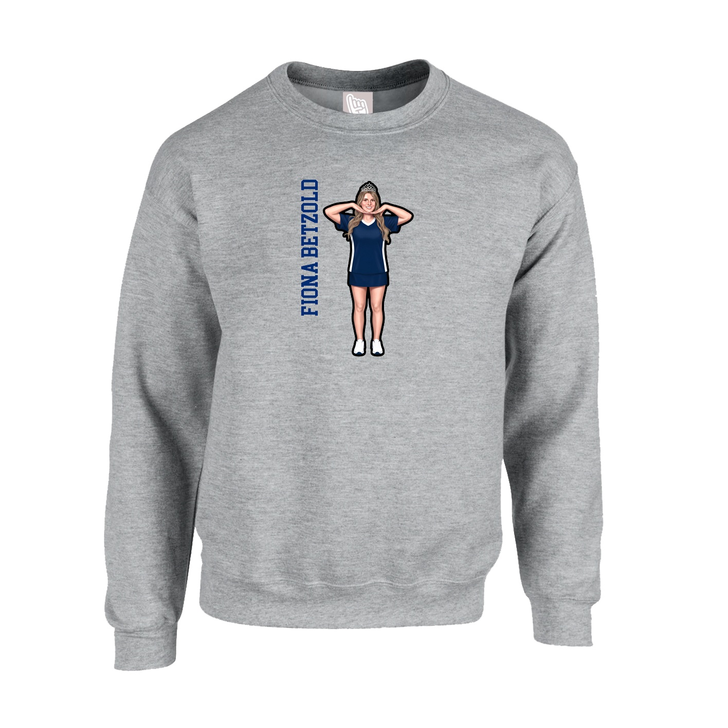 Fleece Crew — Name Vertical in Grey