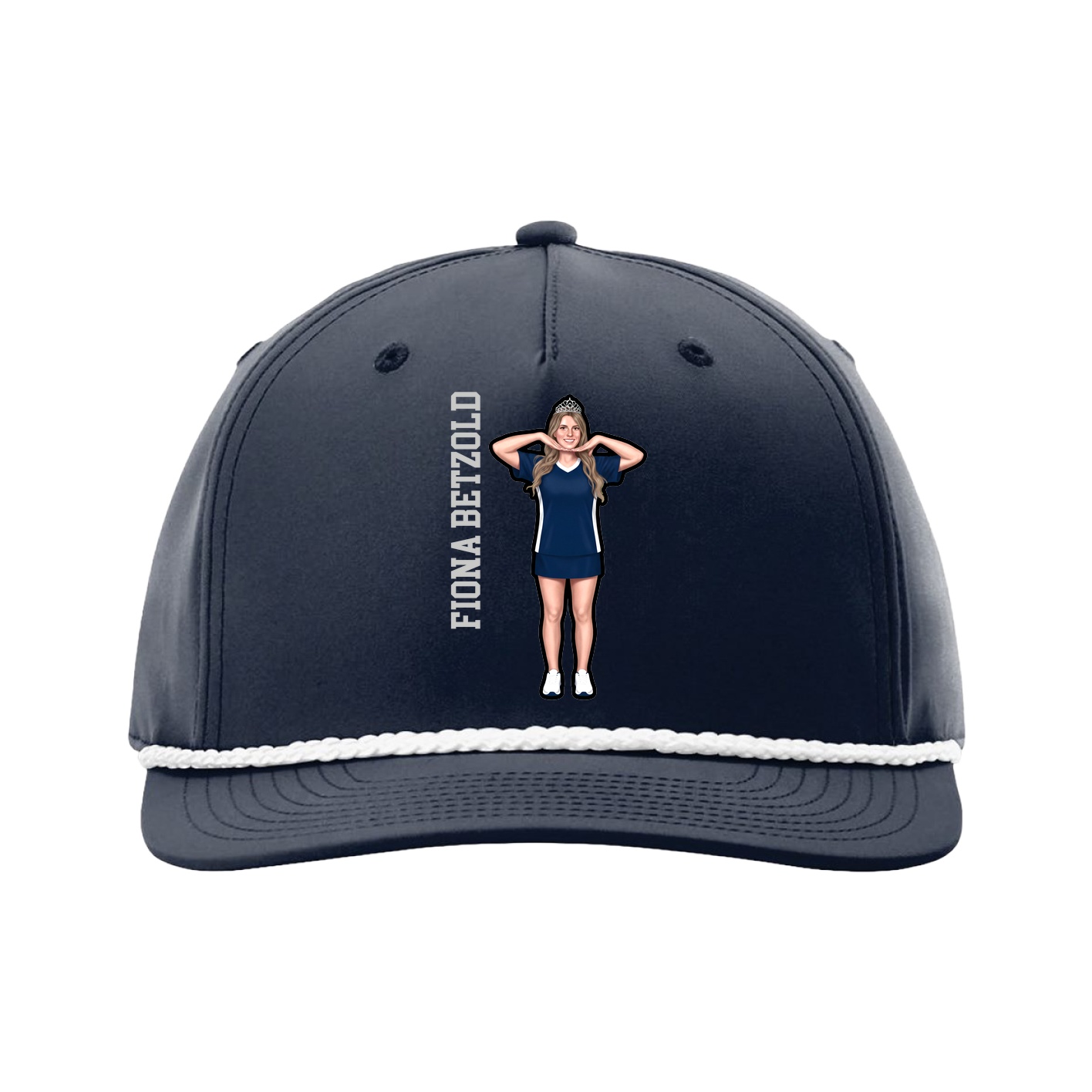 Five-Panel Classic Rope Cap — Name Vertical in Navy