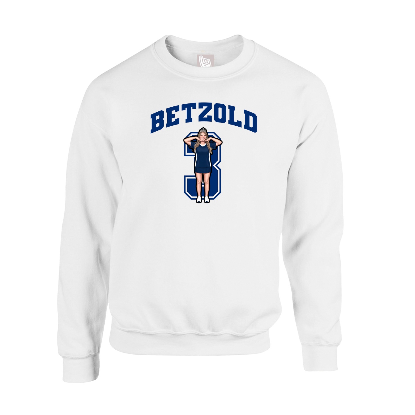 Fleece Crew — Number in White