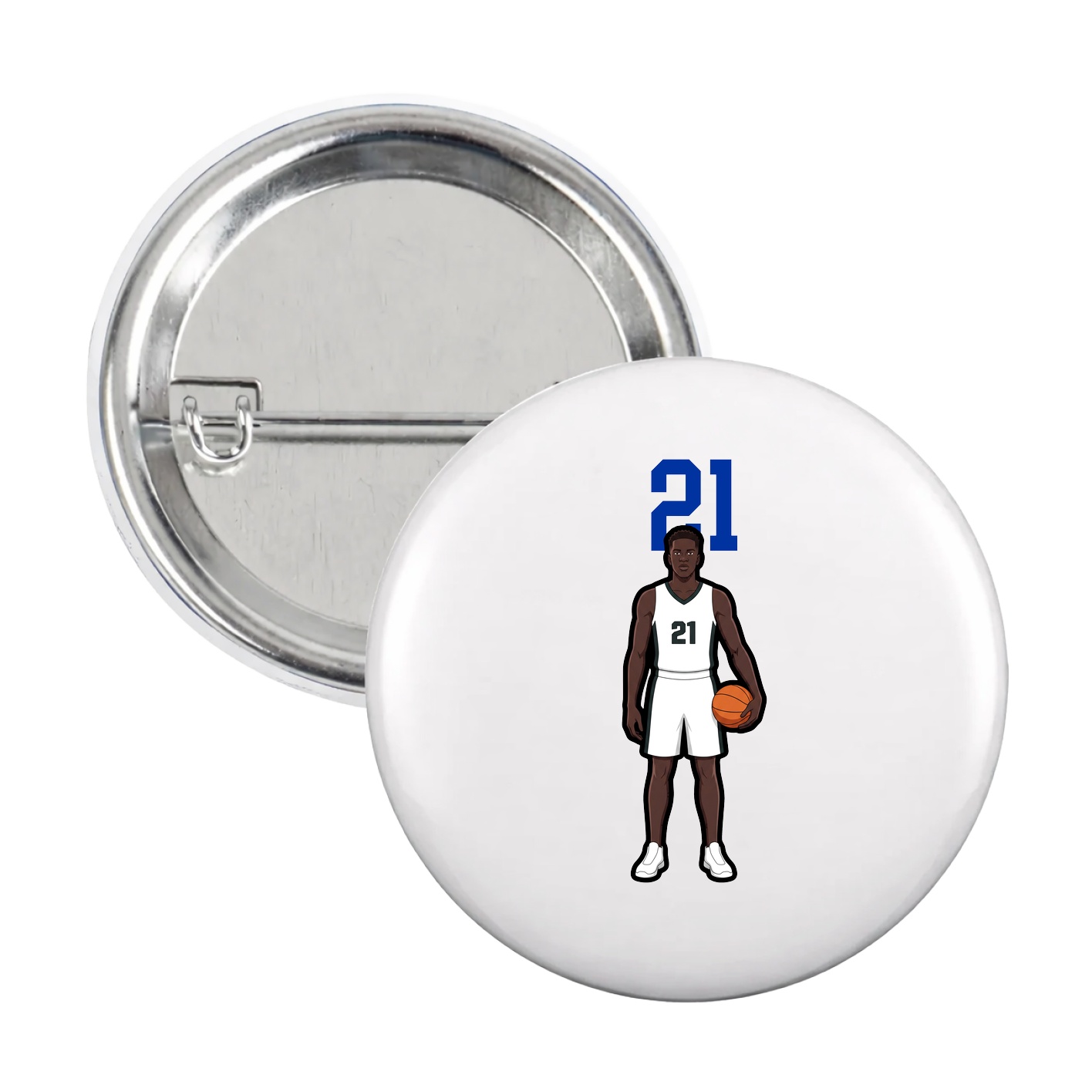 Game Day Button — Number Top in White