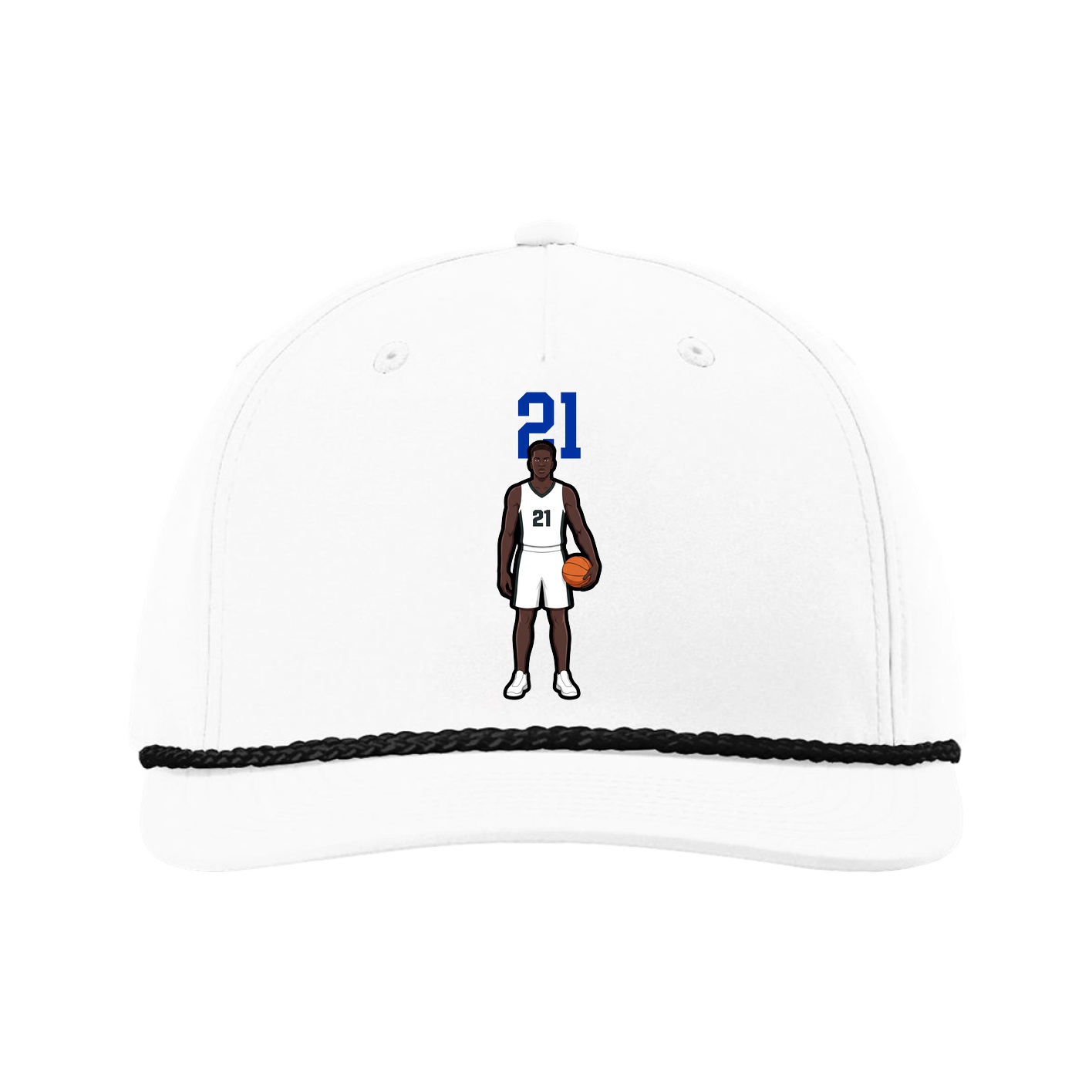 Five-Panel Classic Rope Cap — Number Top in White