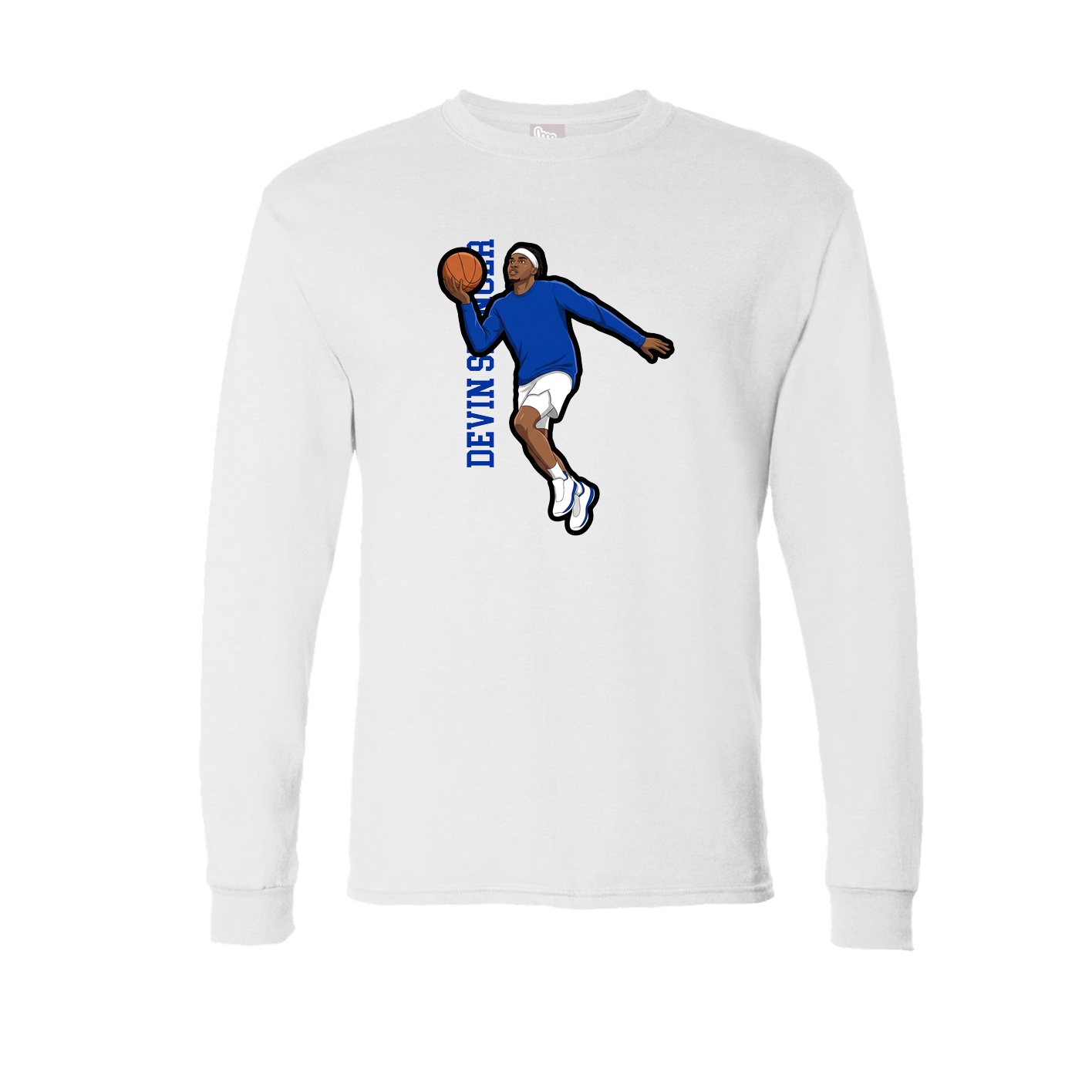 Long Sleeve Tee — Name Vertical in White