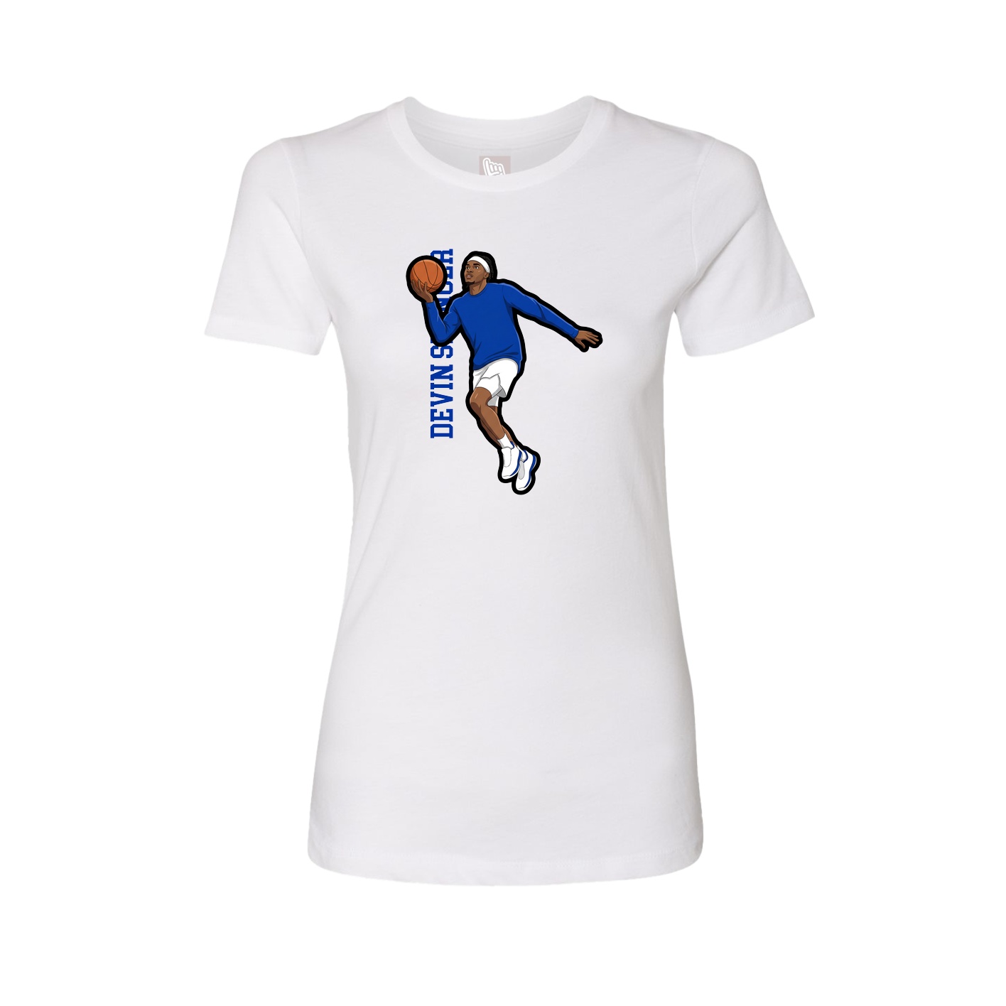 Fitted Women's Tee — Name Vertical in White