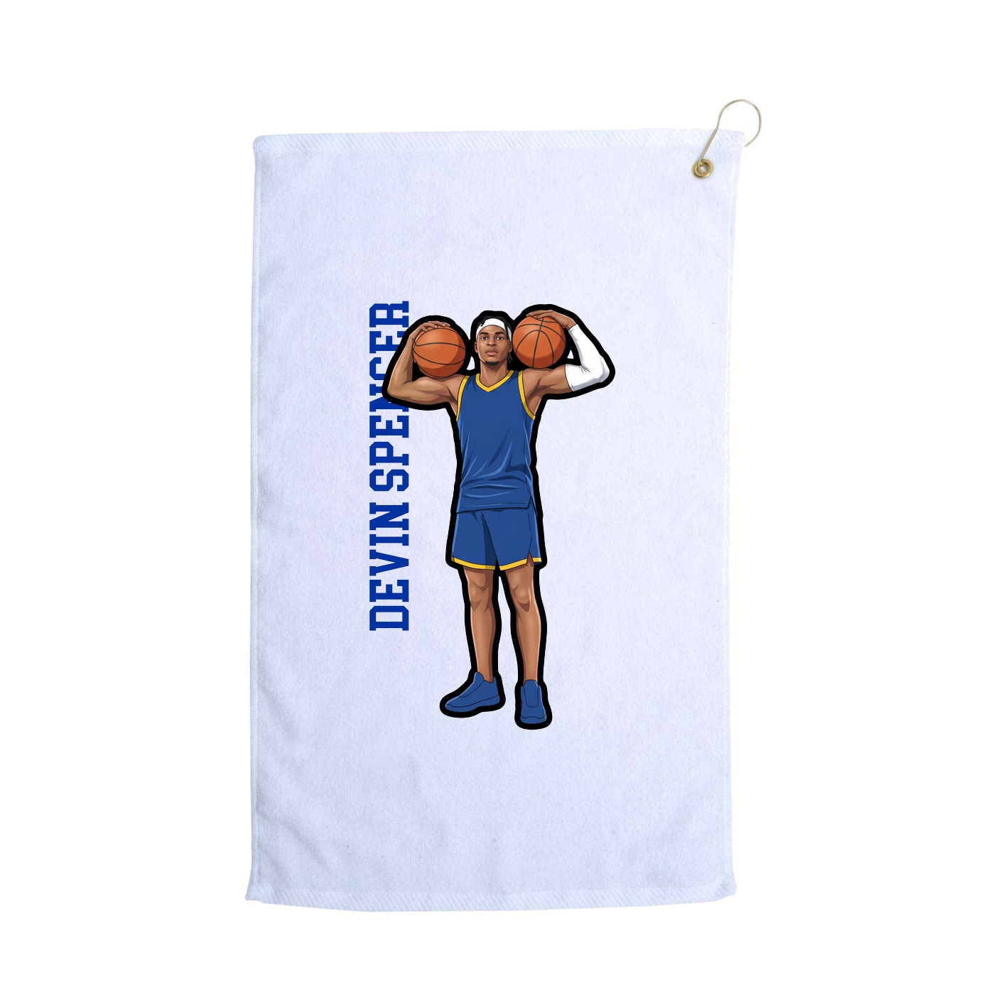 Golf Towel — Name Vertical in White