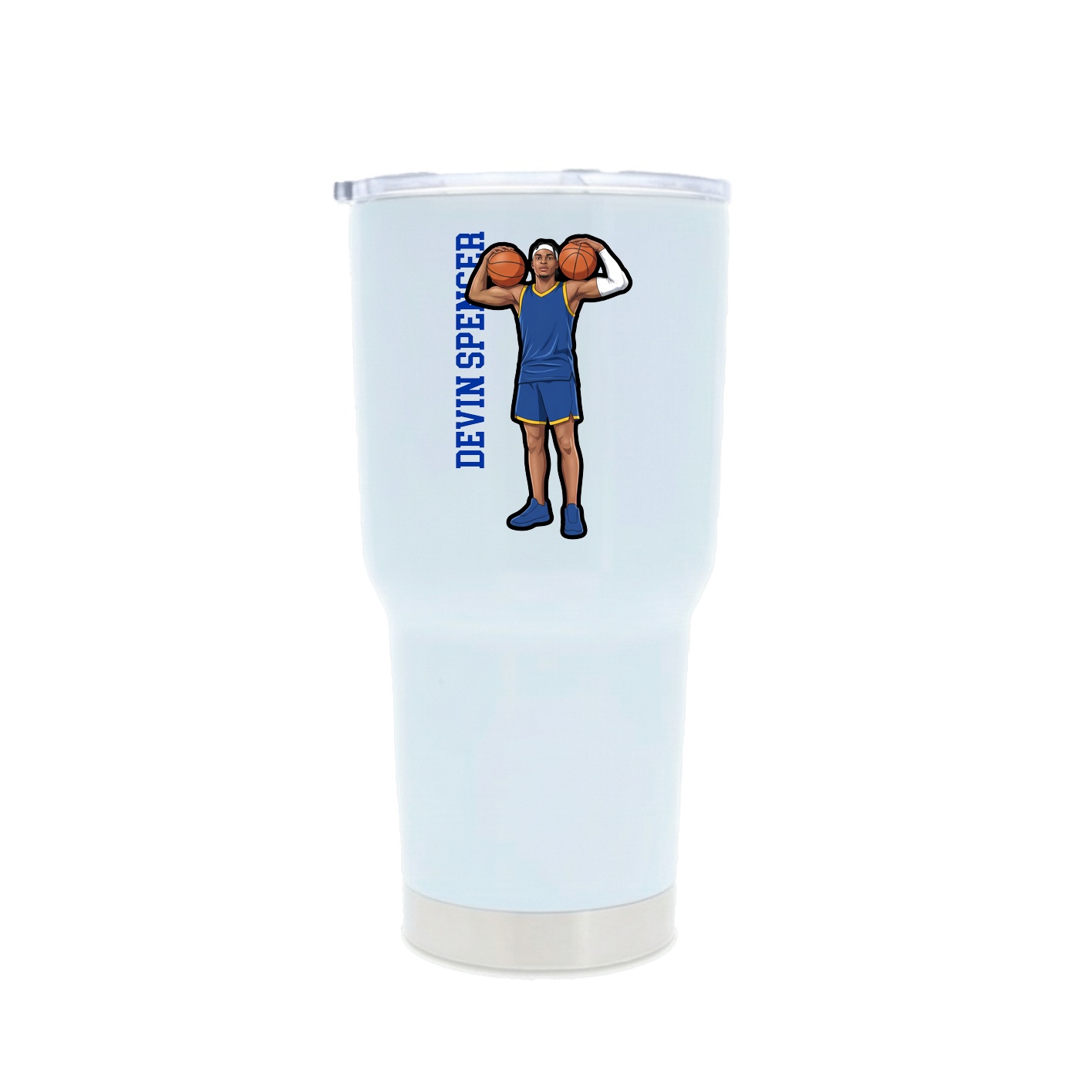 30oz Stainless Steel Tumbler — Name Vertical in White