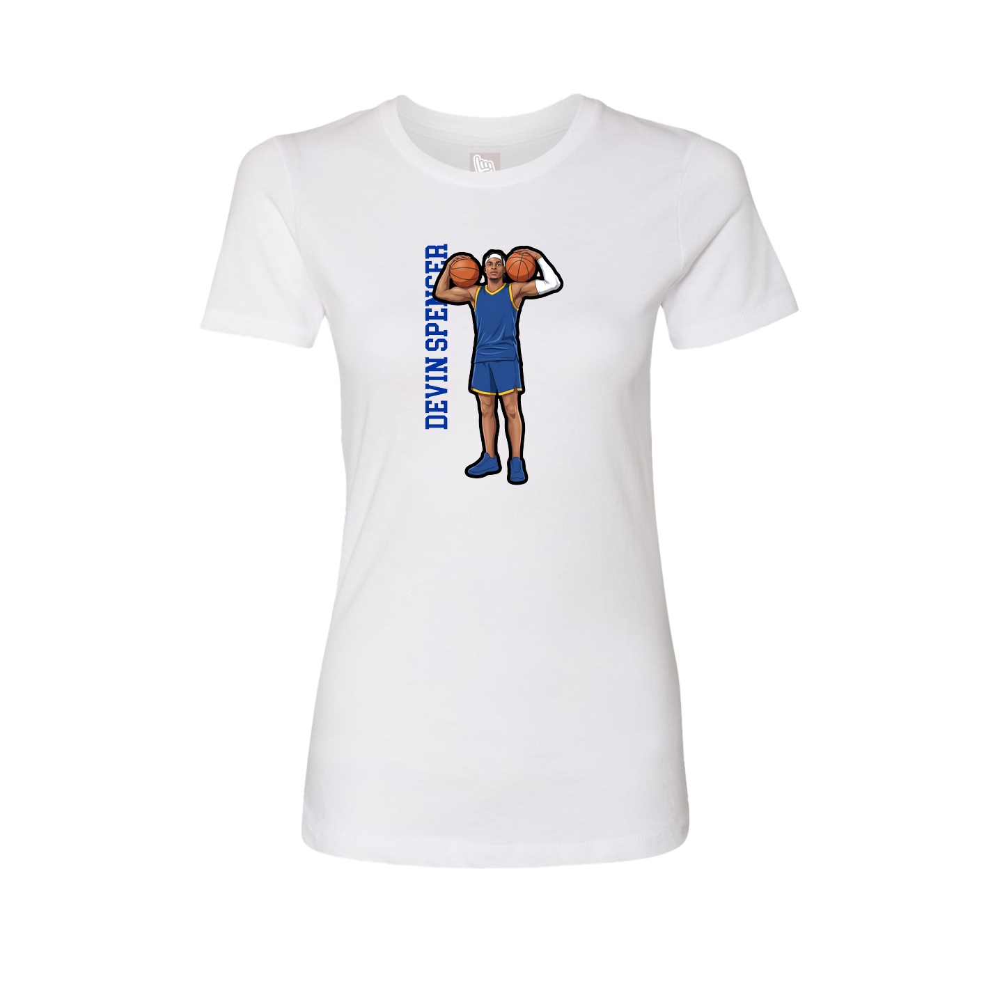 Fitted Women's Tee — Name Vertical in White