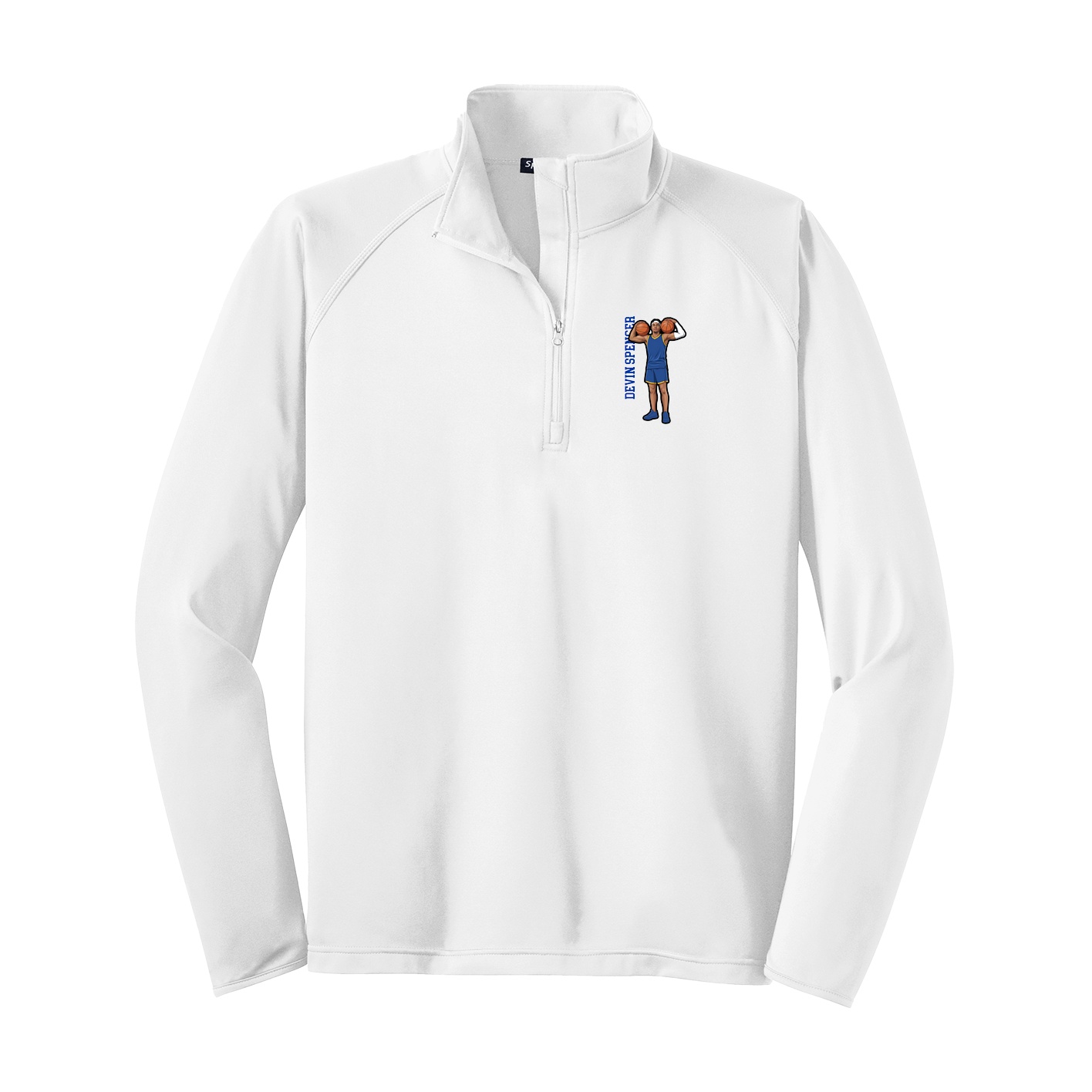 Q-Zip Pullover — Name Vertical in White