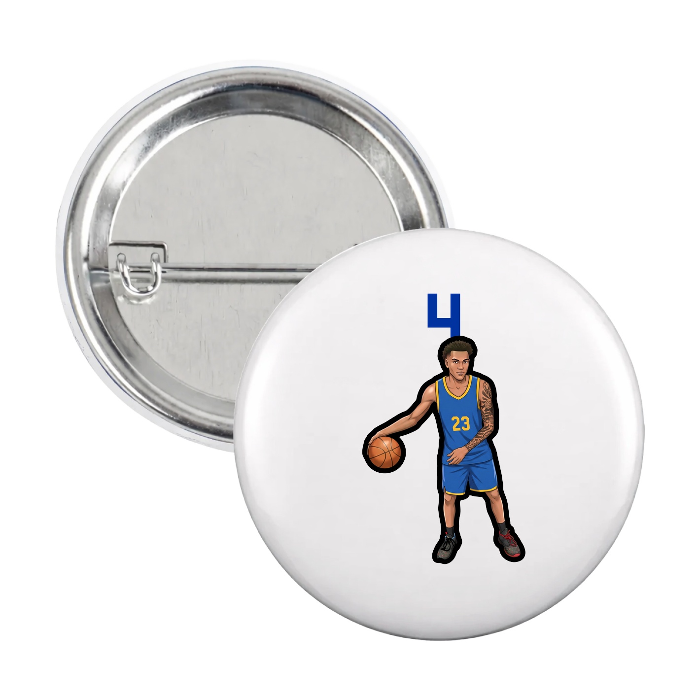 Game Day Button — Number Top in White
