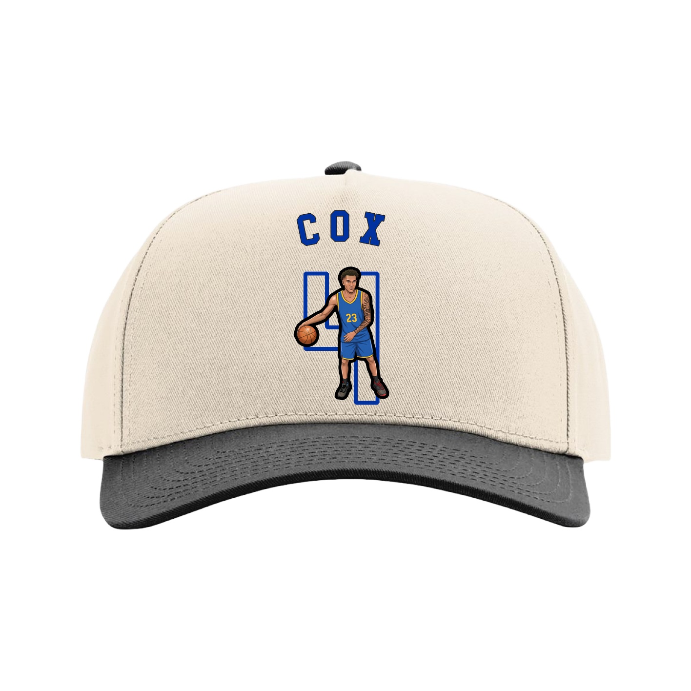 Full Fabric Five-Panel Champ Cap — Shirsey Arch in Cream/Black