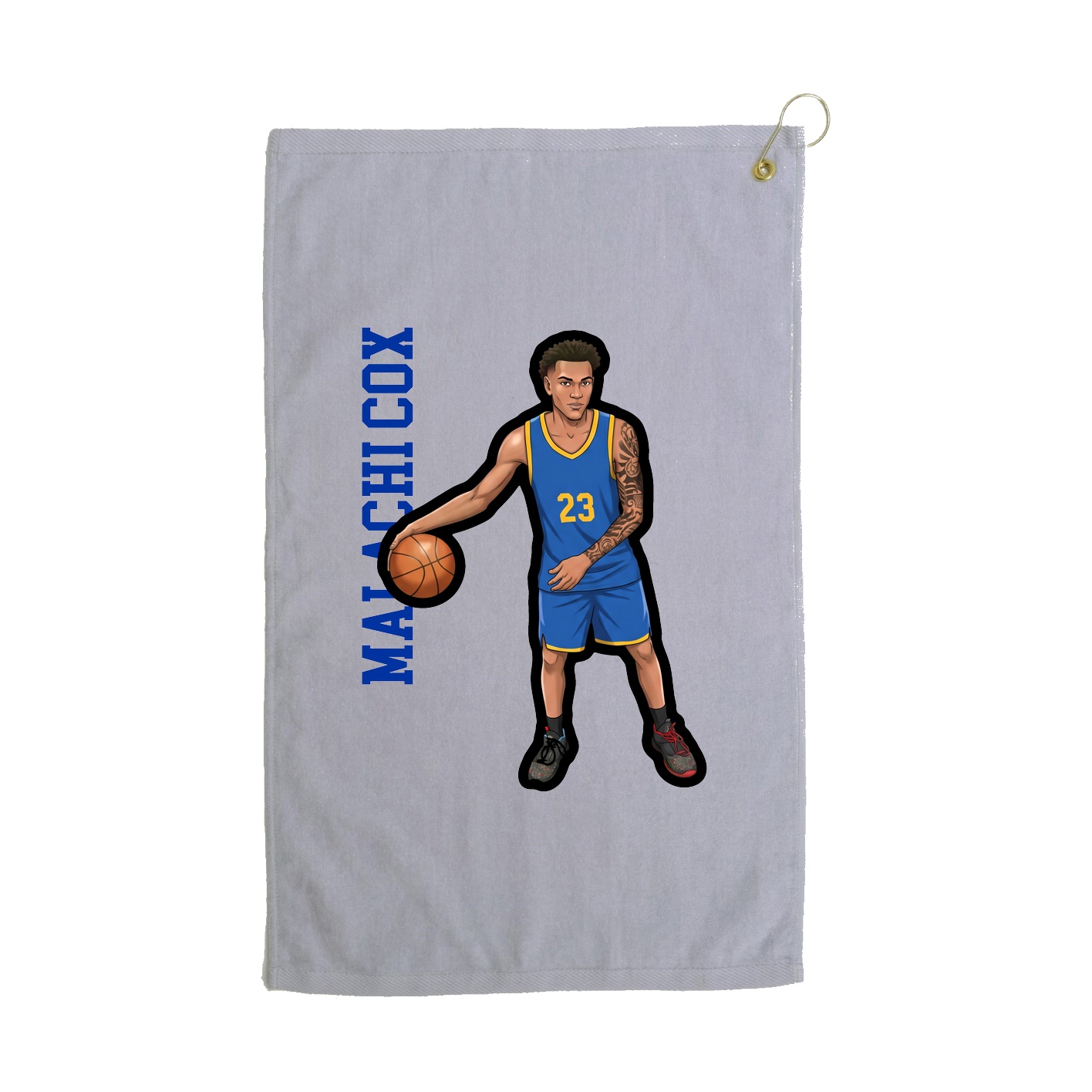 Golf Towel — Name Vertical in Grey