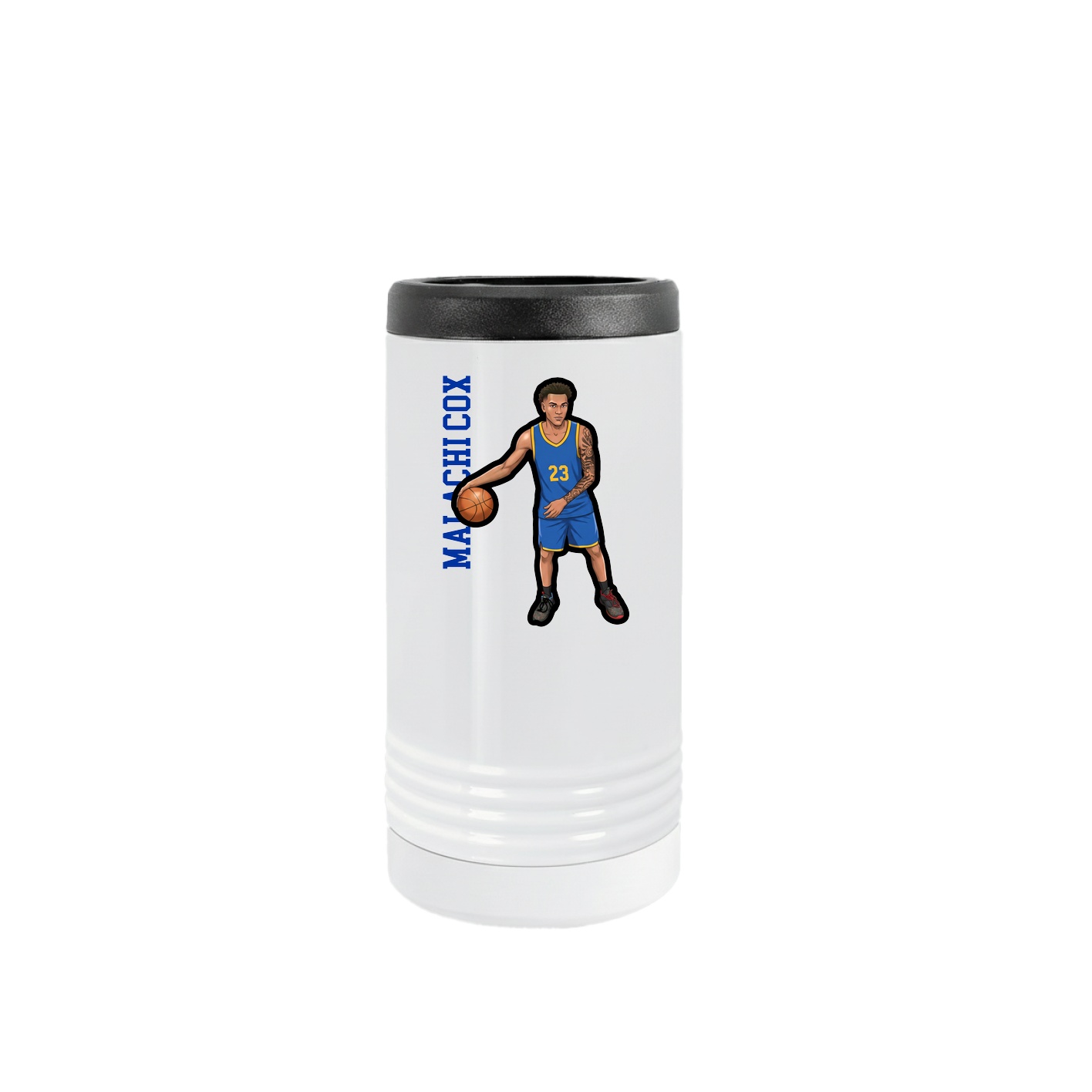 Slim Beverage Holder — Name Vertical in White