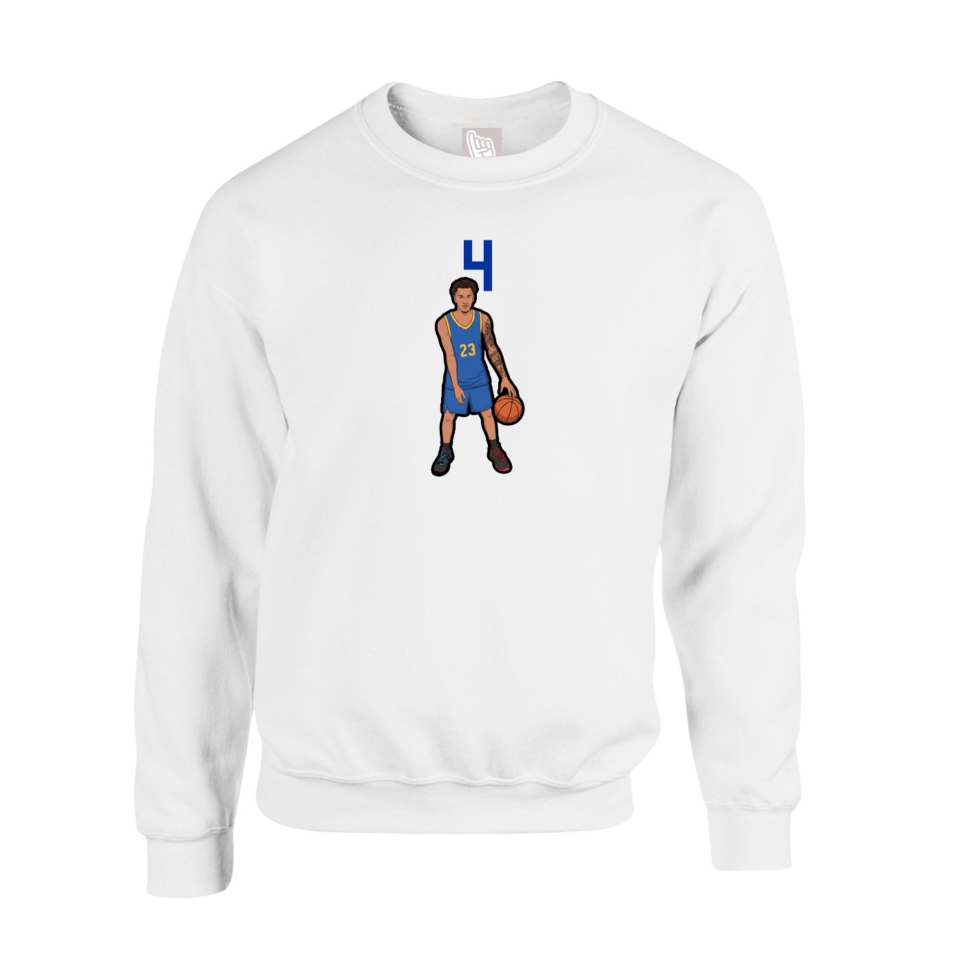Fleece Crew — Number Top in White