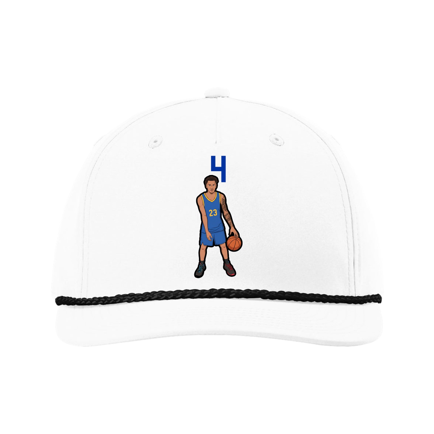 Five-Panel Classic Rope Cap — Number Top in White