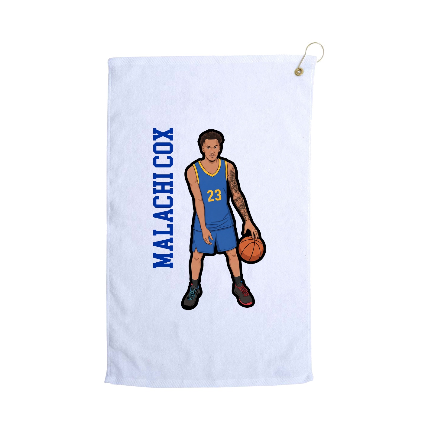 Golf Towel — Name Vertical in White
