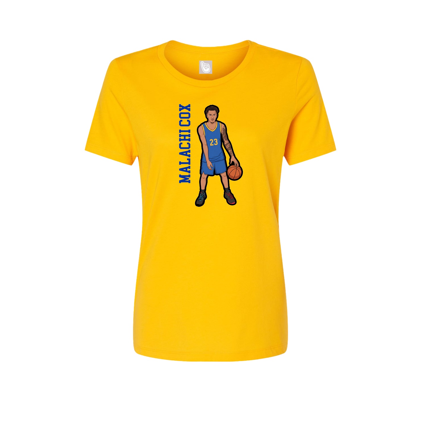 Womens Tee — Name Vertical in Gold