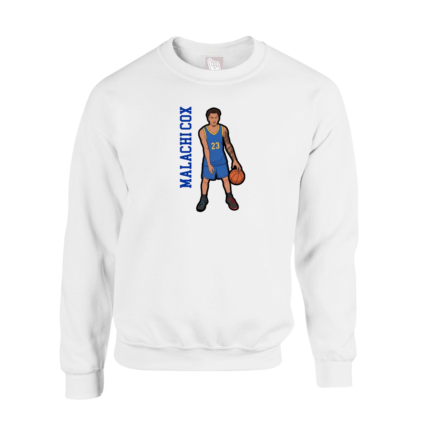 Fleece Crew — Name Vertical in White