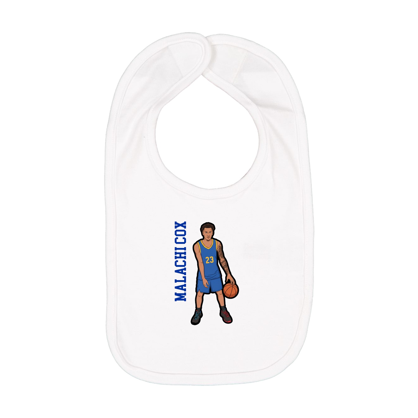 Infant Bib — Name Vertical in White