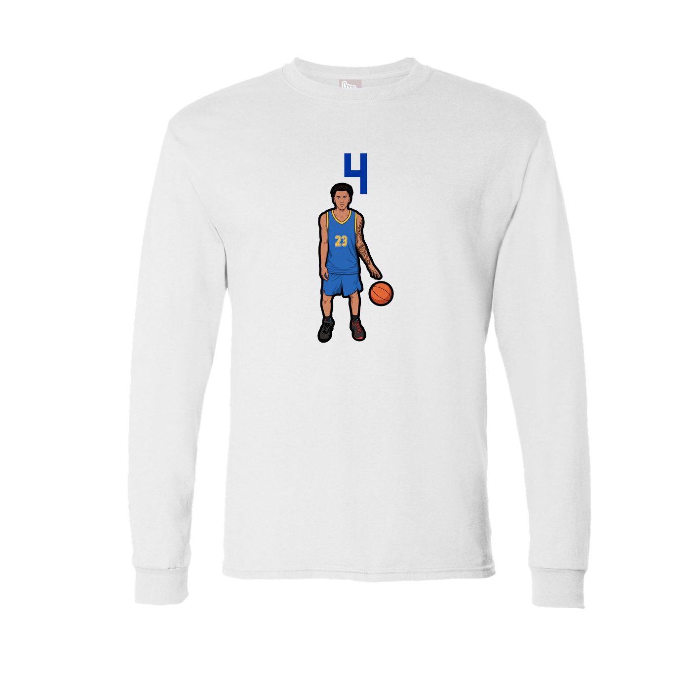 Long Sleeve Tee — Number Top in White