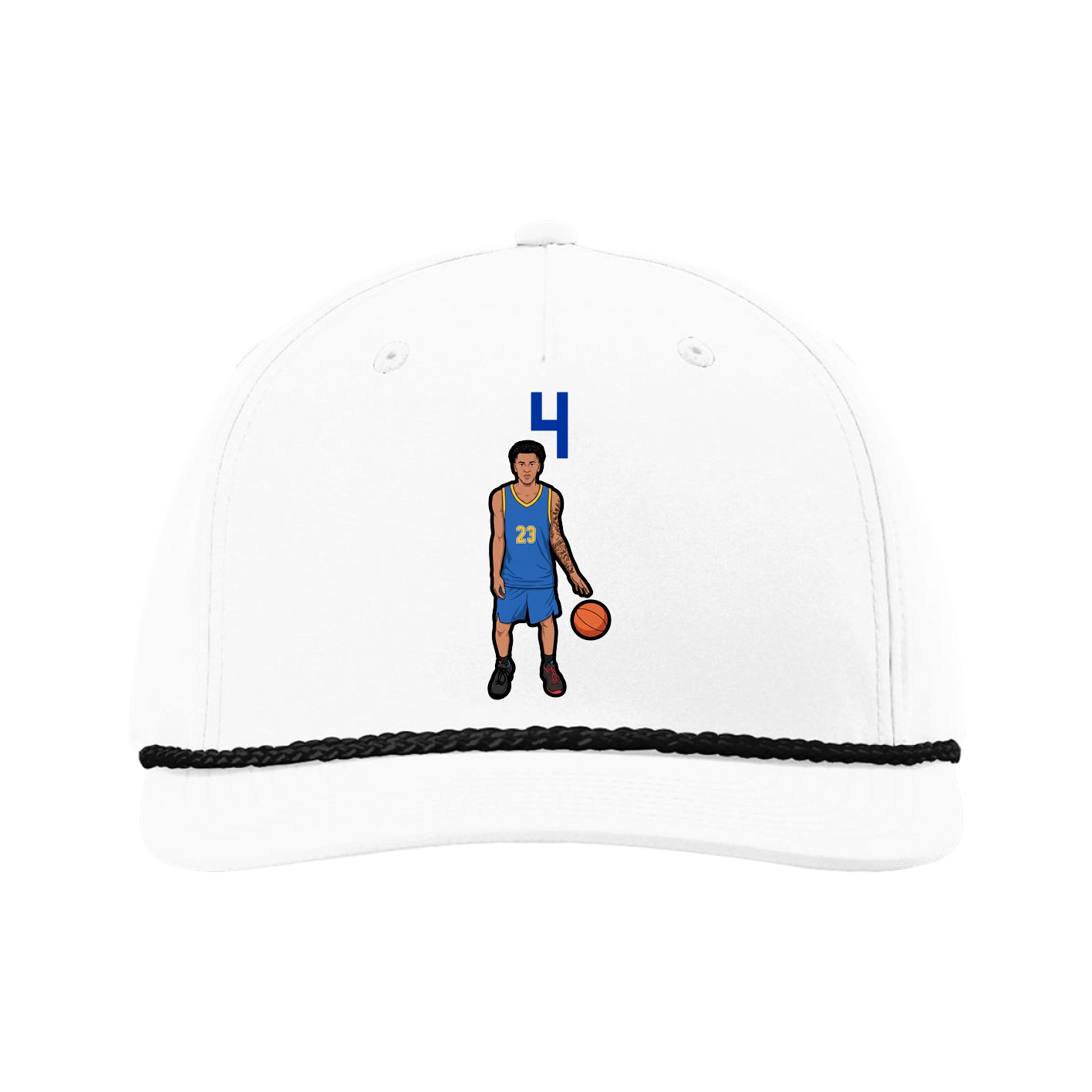 Five-Panel Classic Rope Cap — Number Top in White