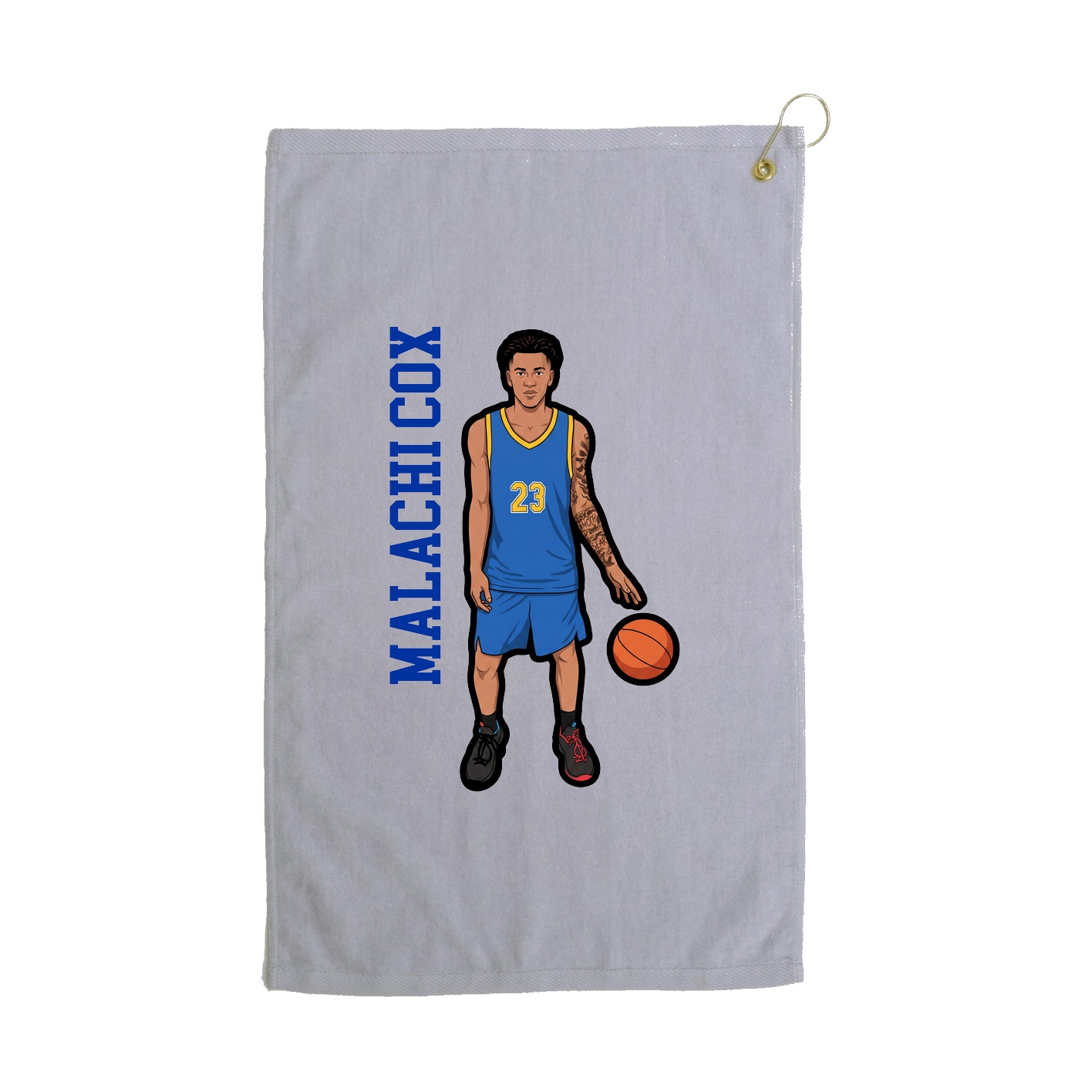 Golf Towel — Name Vertical in Grey