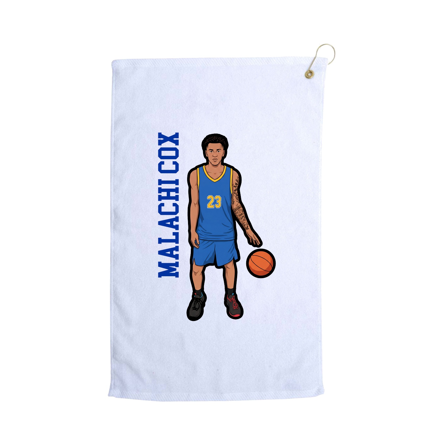 Golf Towel — Name Vertical in White