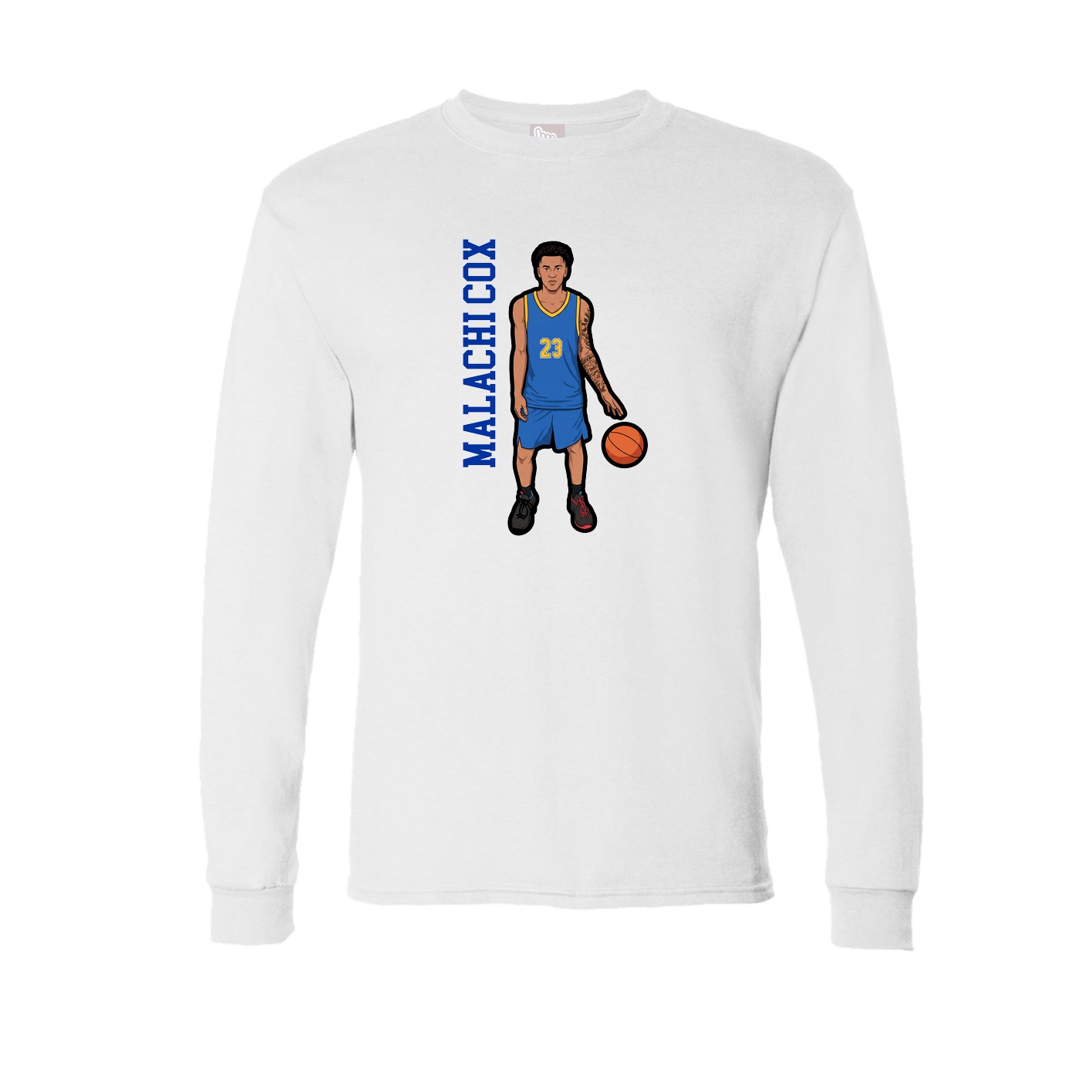 Long Sleeve Tee — Name Vertical in White
