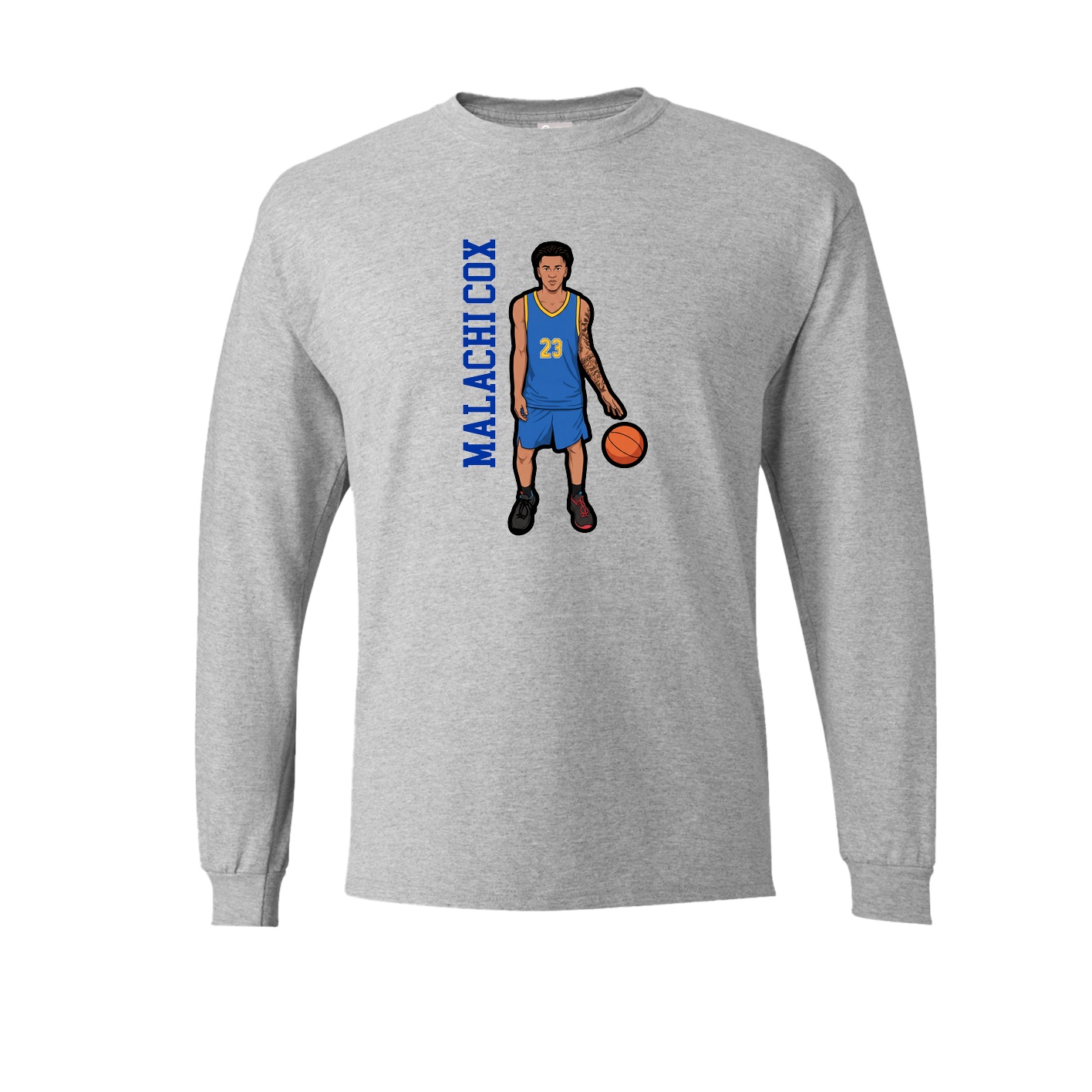 Long Sleeve Tee — Name Vertical in Grey