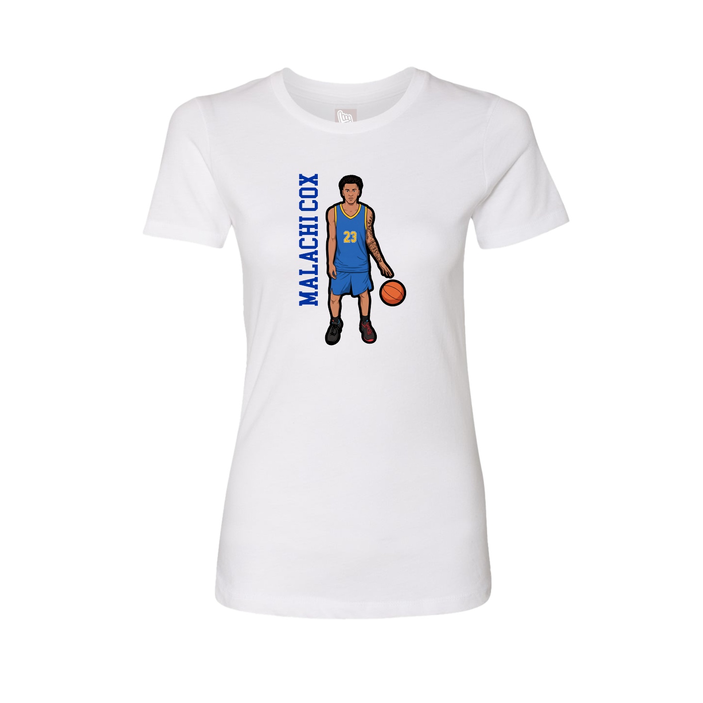 Womens Tee — Name Vertical in White